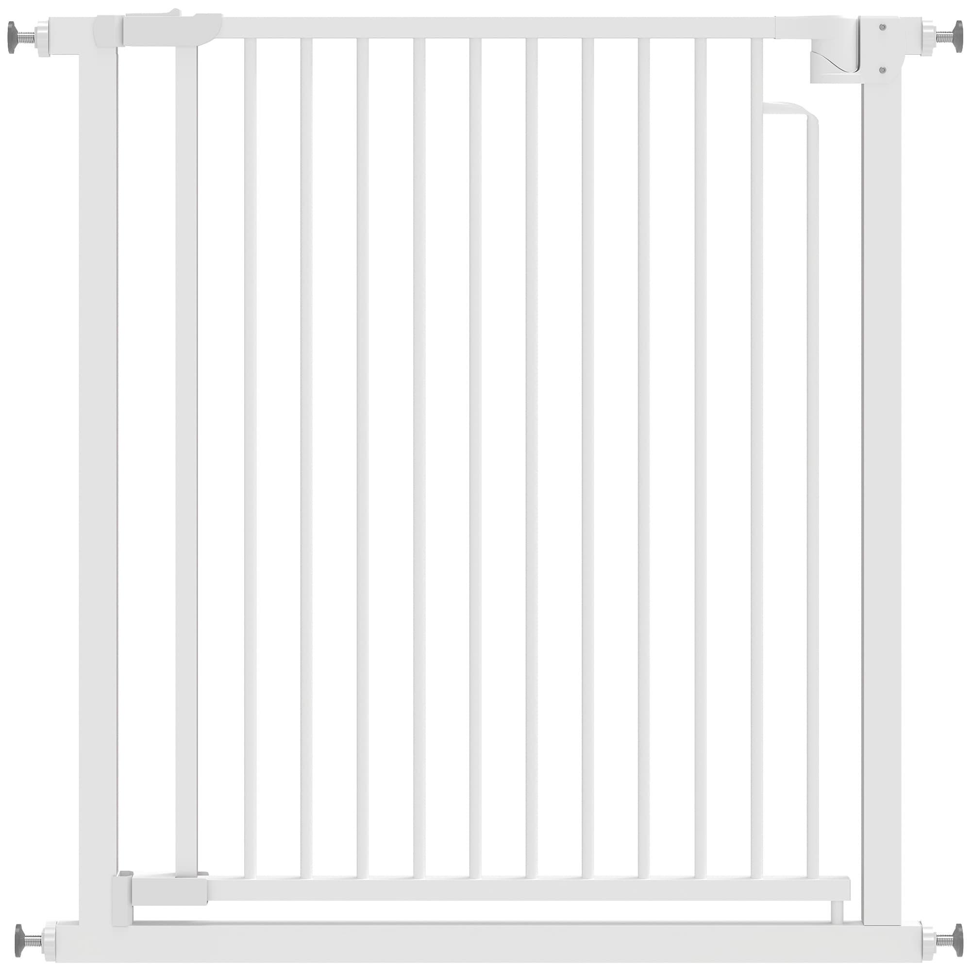 PawHut Barrière de sécurité chien extensible, largeur réglable de 76-80 cm, barrière d'escalier à fixation par pression, blanc