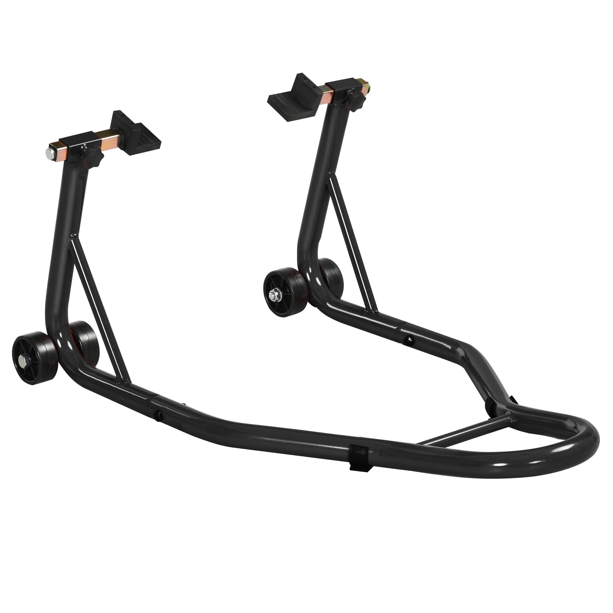 HOMCOM Support béquille de moto arrière support de roue lève moto arrière sur roulettes avec bobine de bras oscillant U, noir