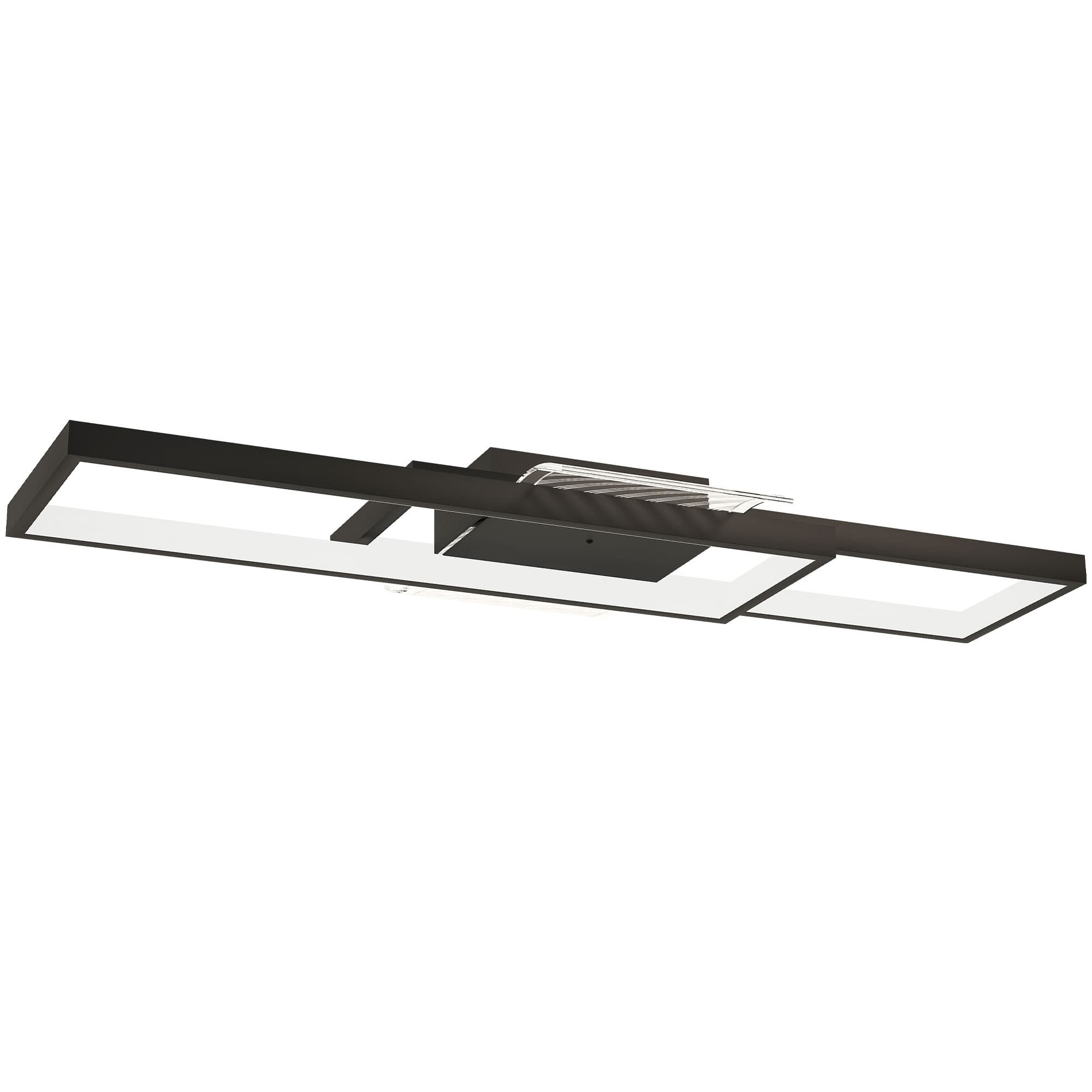 HOMCOM Plafonnier LED rectangle 43W, luminaire plafonnier 3000-6000K, 4600LM, télécommande, 70 x 30 cm, noir