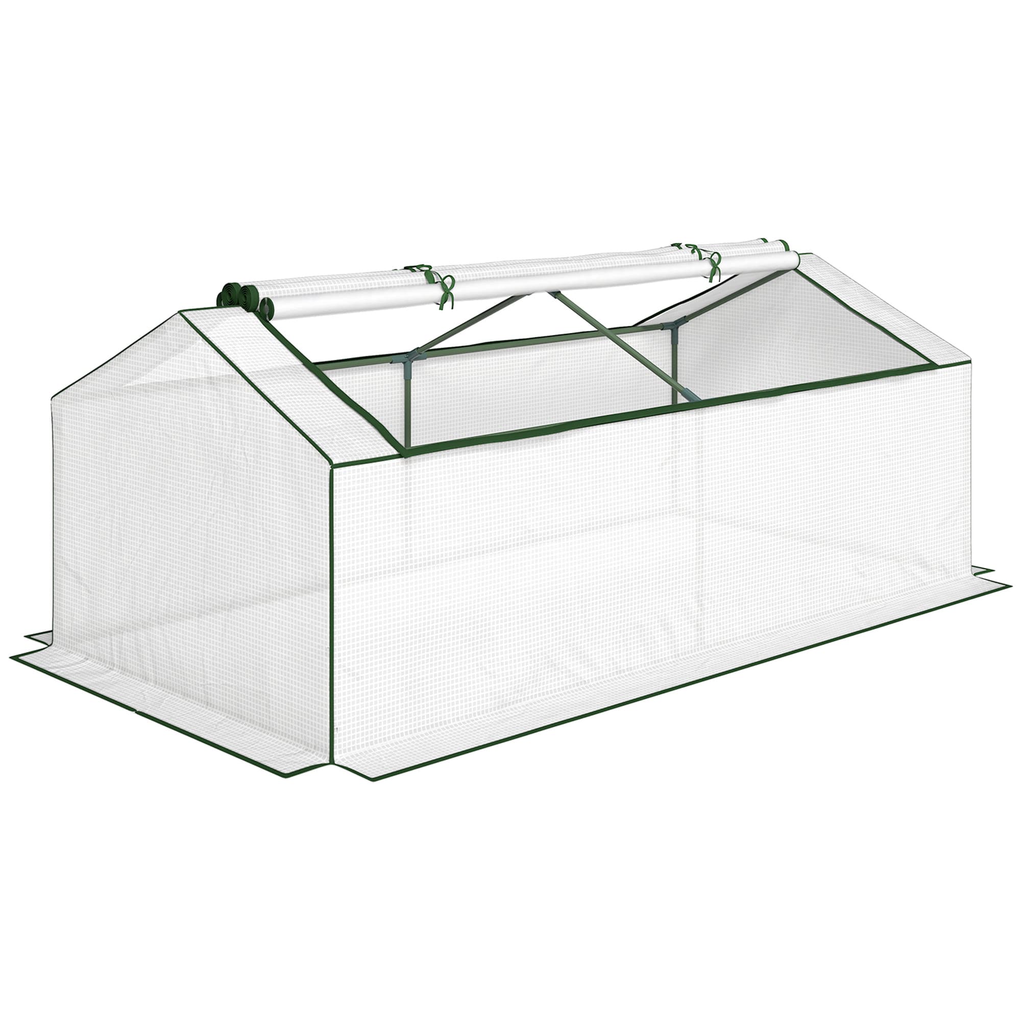 Outsunny Mini Serre de Jardin à Toit Pointu, Fenêtre avec Moustiquaire Intégrée, Métal Thermolaqué, 180 x 90 x 70 cm, Blanc
