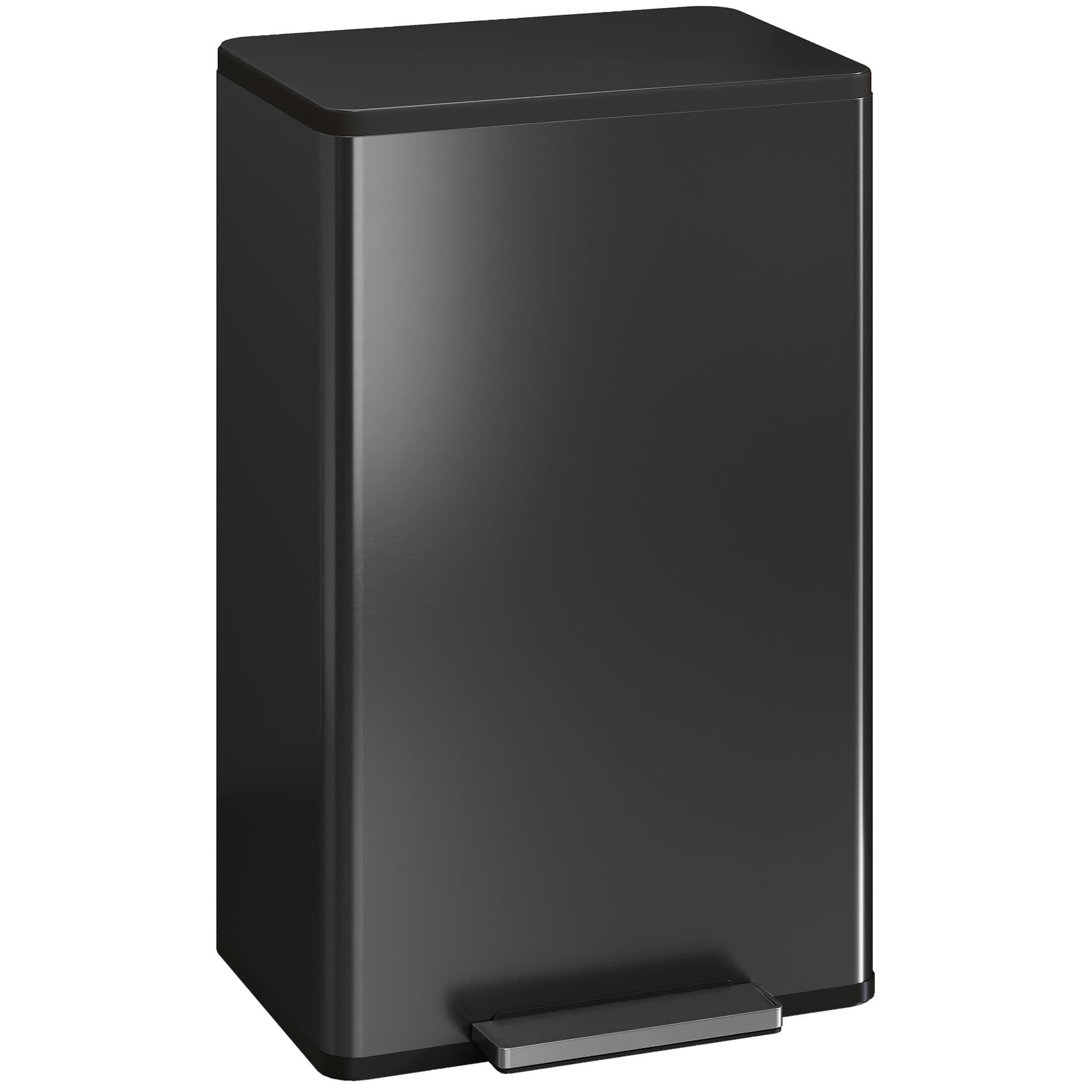 HOMCOM Poubelle de cuisine 45 L à pédale, couvercle à fermeture douce, bac intérieur amovible