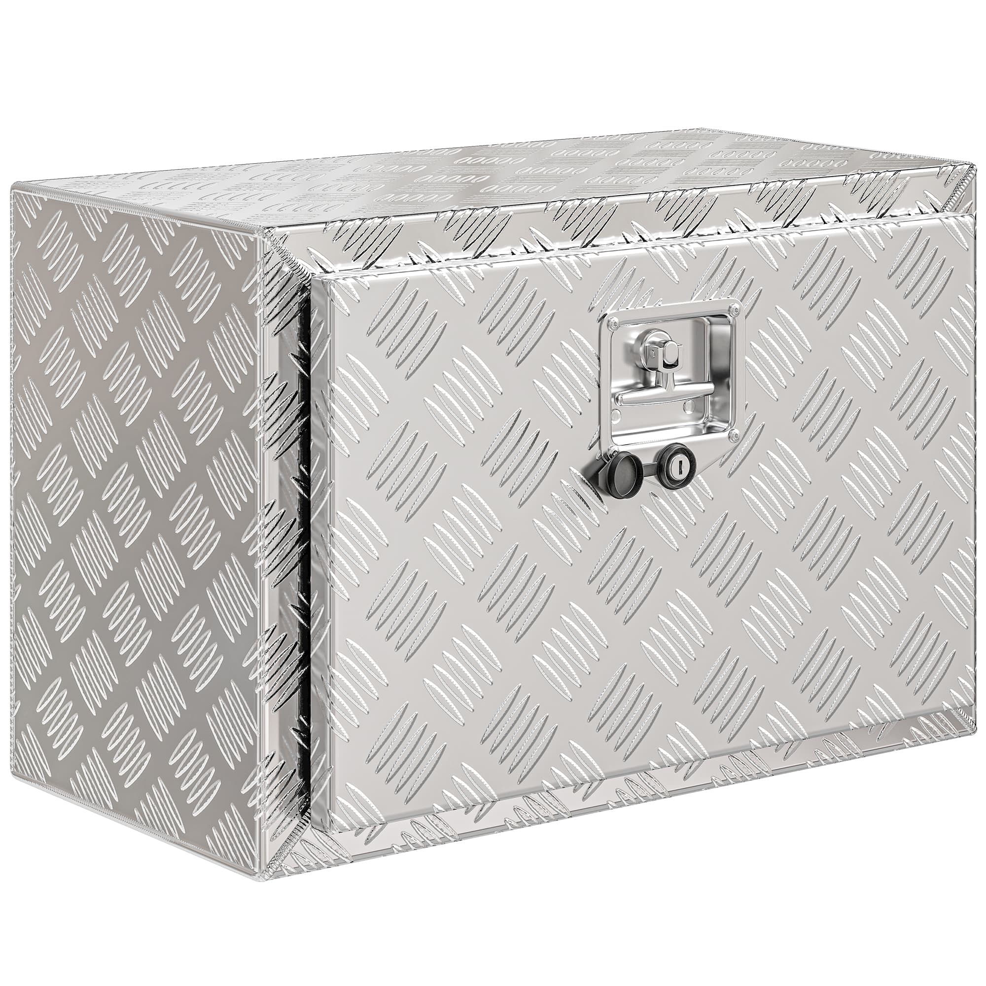 HOMCOM Boîte à outils pour camion en aluminium, 60,9 x 35,5 x 40,6 cm, coffre de rangement 76 L avec serrure et clés, argent