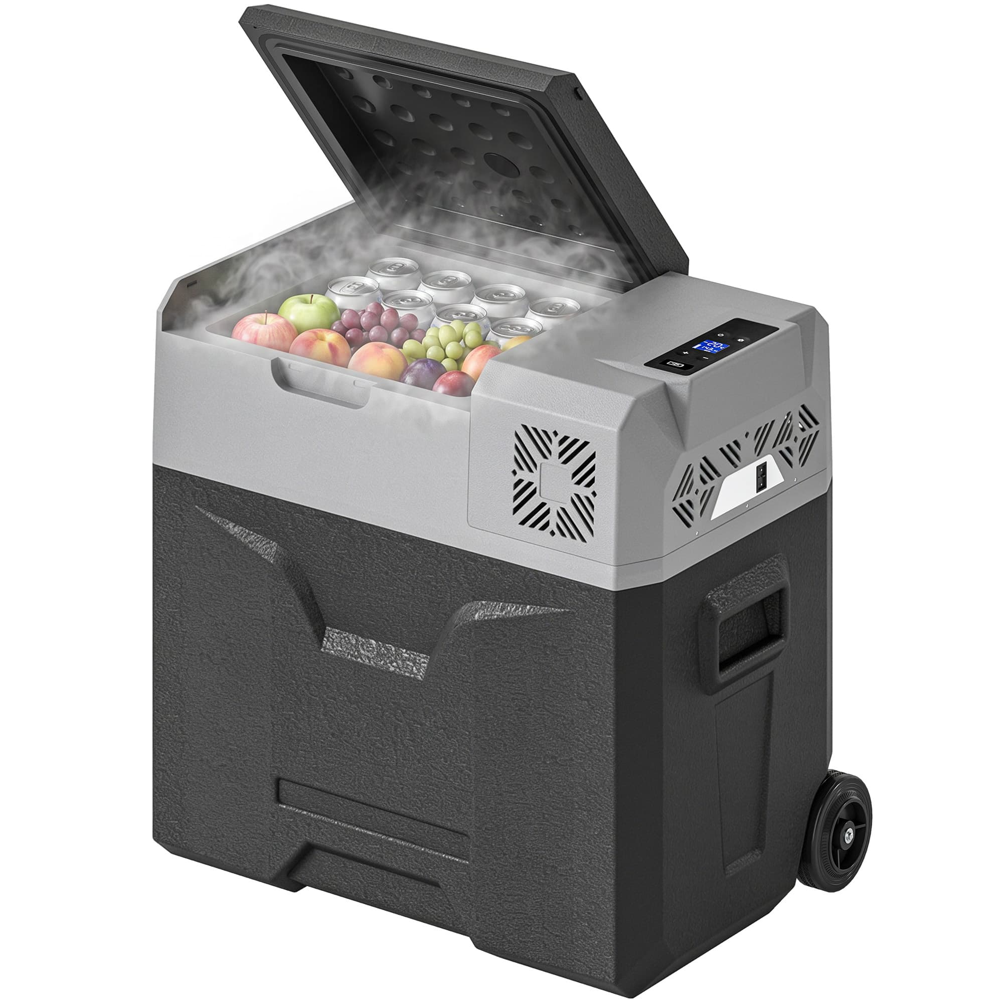 HOMCOM Glacière-congélateur portable à compression froid chaud 2 en 1 -20°C - 20°C 50 L prise alume-cigare + adaptateur inclus gris noir