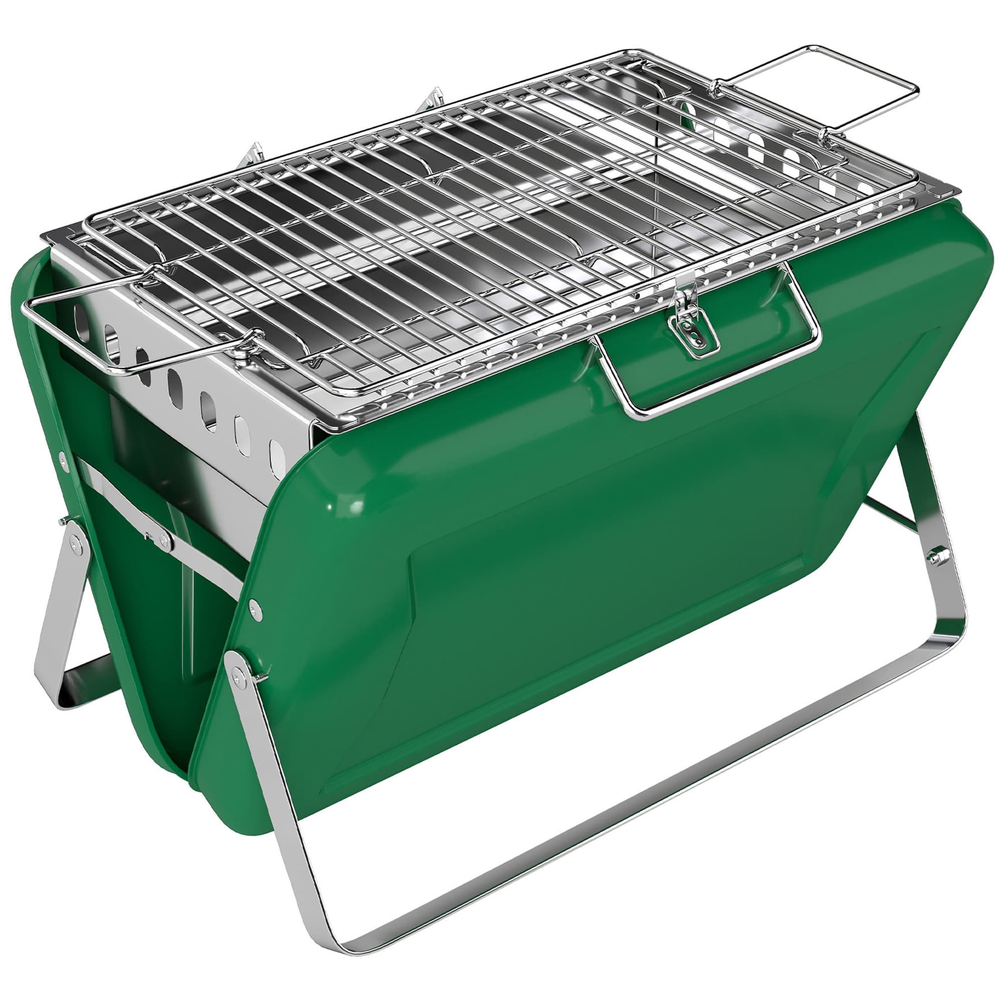 Outsunny Barbecue au charbon bois pliable, barbecue portable, poignée et pieds repliables, pour jardin, terrasse, camping, vert