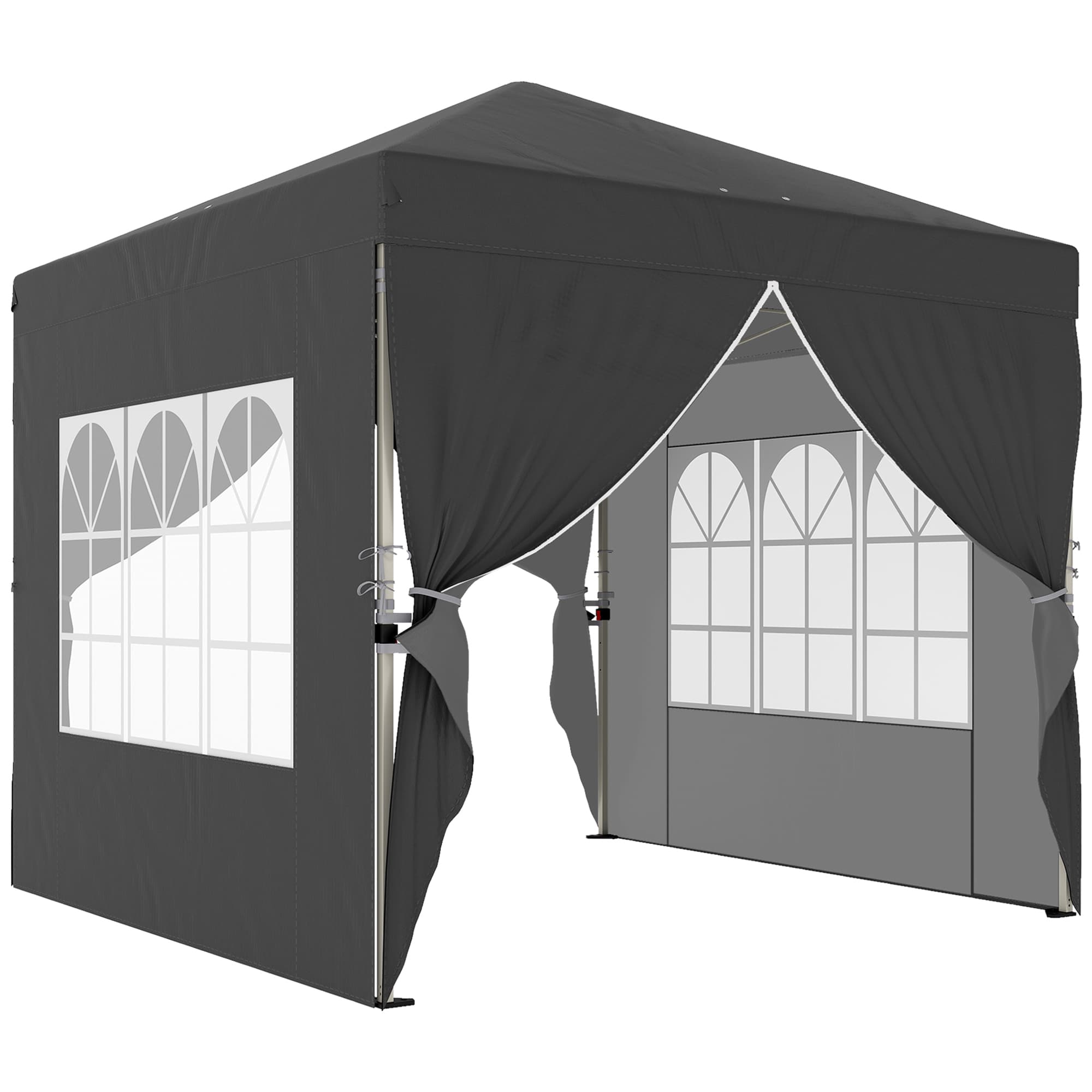 Outsunny Tonnelle de jardin 2,5 x 2,5 m pop up tonnelle pliante réglable en hauteur protection UV50+ montage facile gris foncé