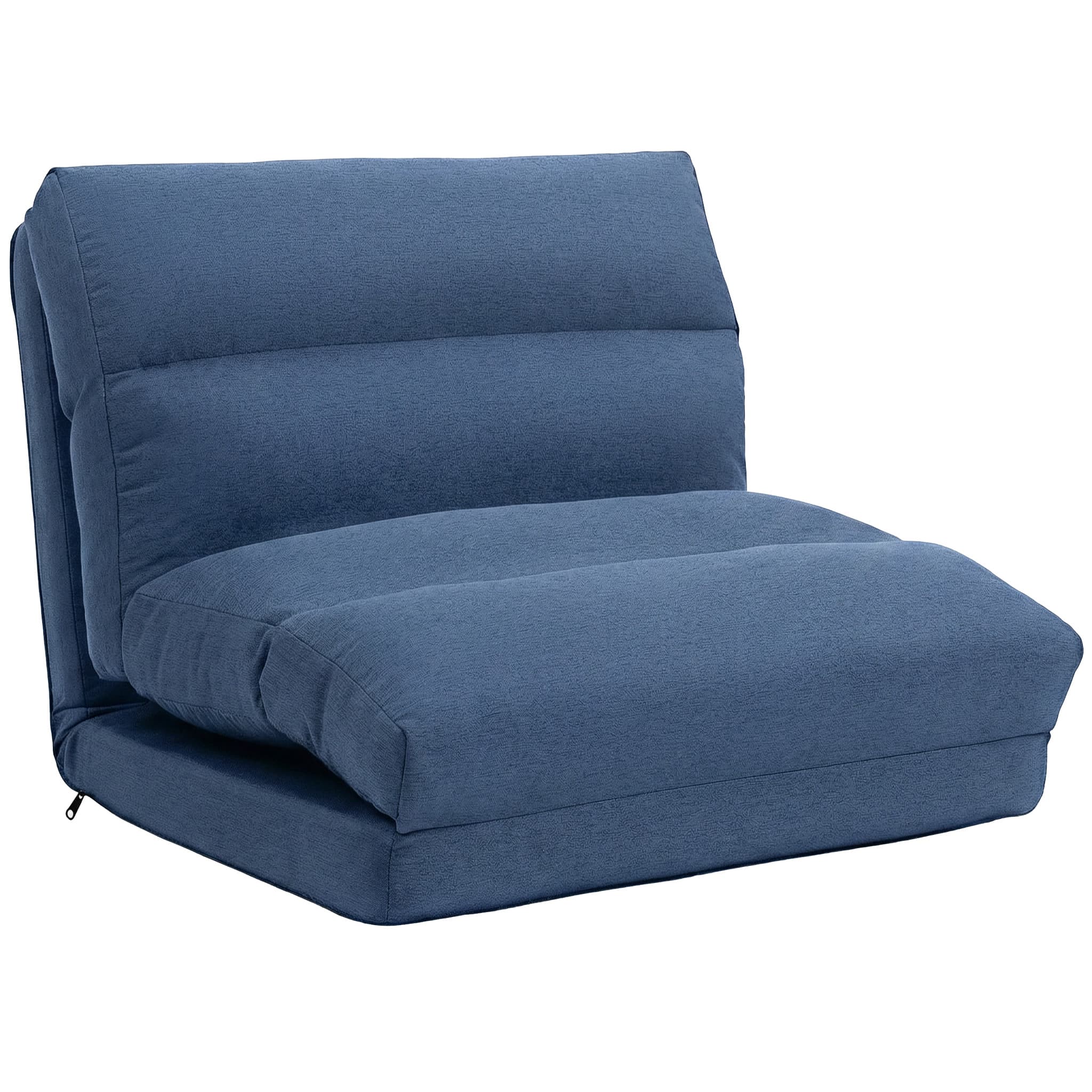 HOMCOM Fauteuil de sol canapé paresseux fauteuil convertible en lit inclinable 90° à 180° tissu - 70 x 72 x 56 cm - bleu foncé