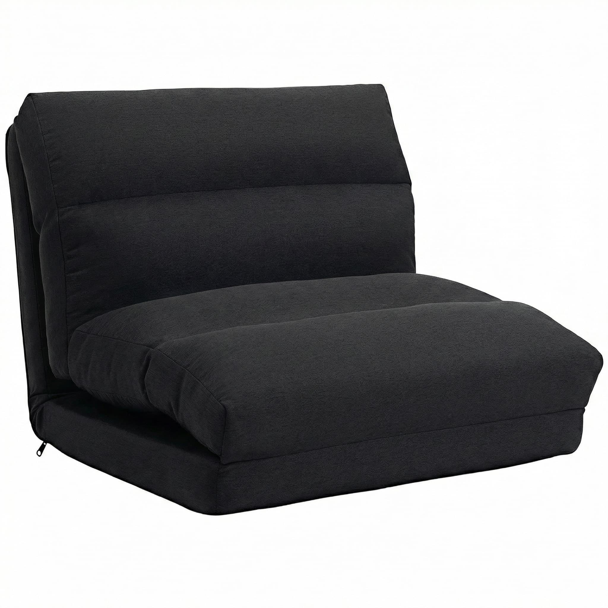 HOMCOM Fauteuil de sol canapé paresseux fauteuil convertible en lit inclinable 90° à 180° tissu - 70 x 72 x 56 cm - noir