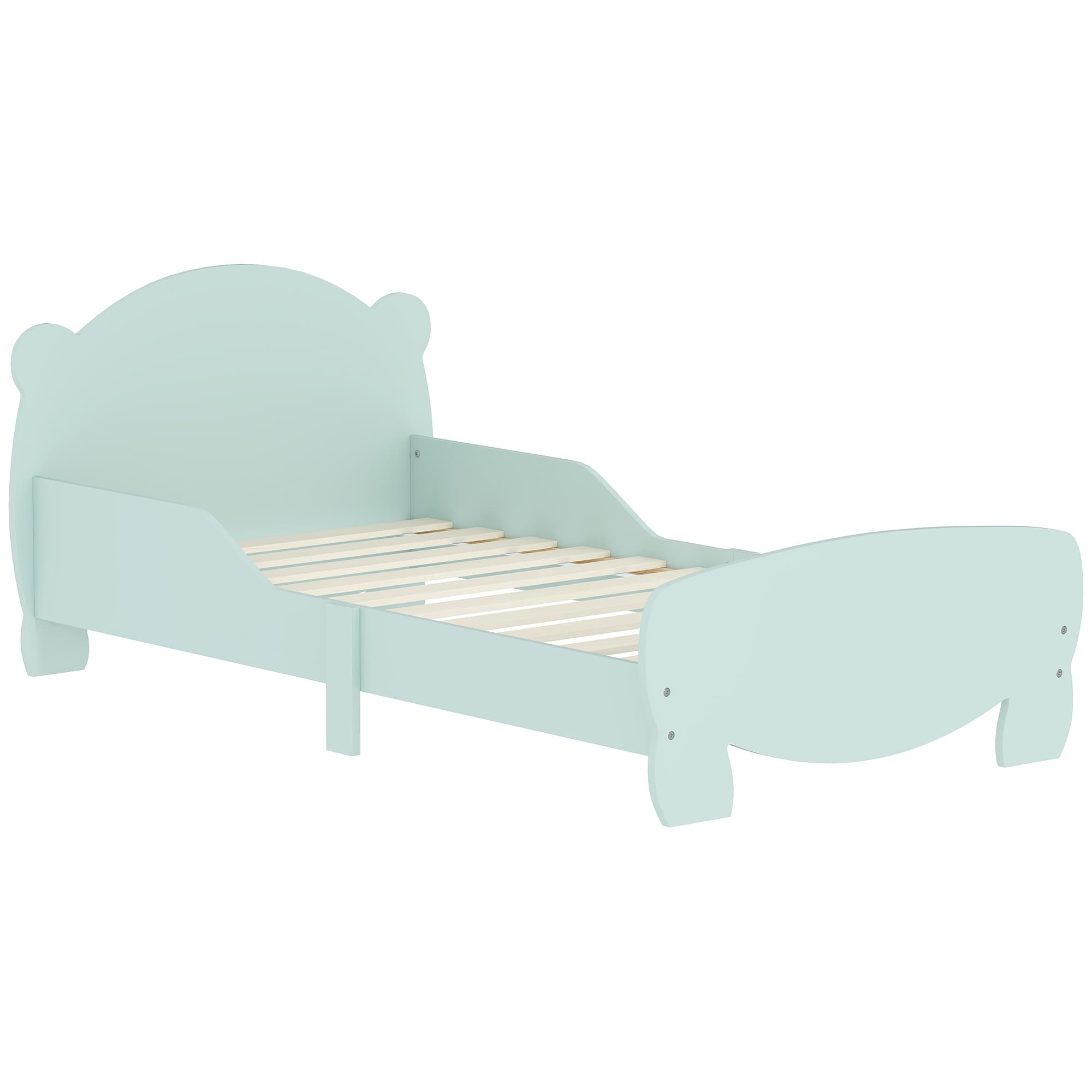 AIYAPLAY Lit enfant 70x140 cm avec barrières de sécurité thème d'ours pour garçons, filles, âgés de 3 à 6 ans, vert