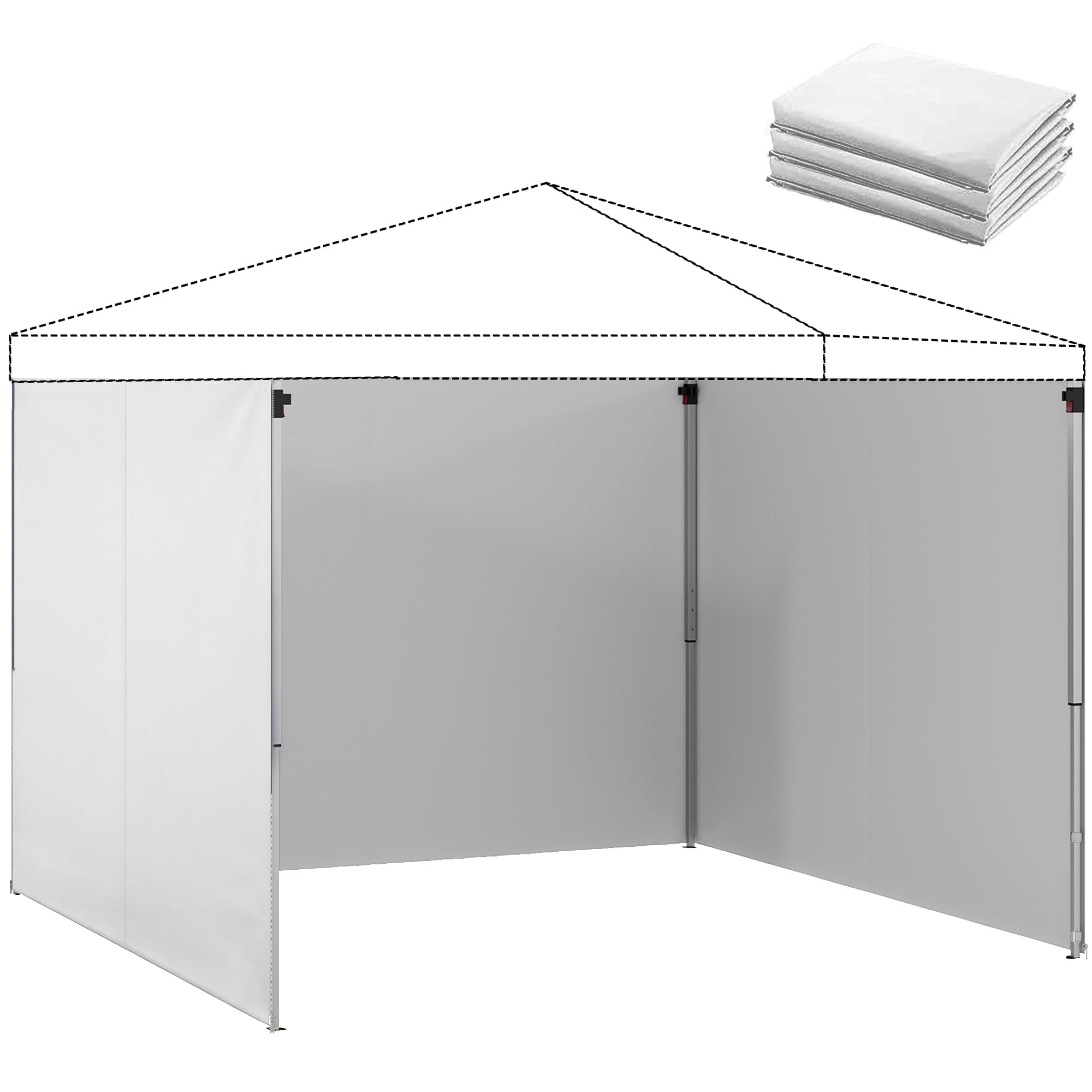 Outsunny Lot de 3 parois latérales pour tonnelle de 3 x 3 m, Panneaux Latéraux pour pavillon, fermeture éclair tissu Oxford blanc