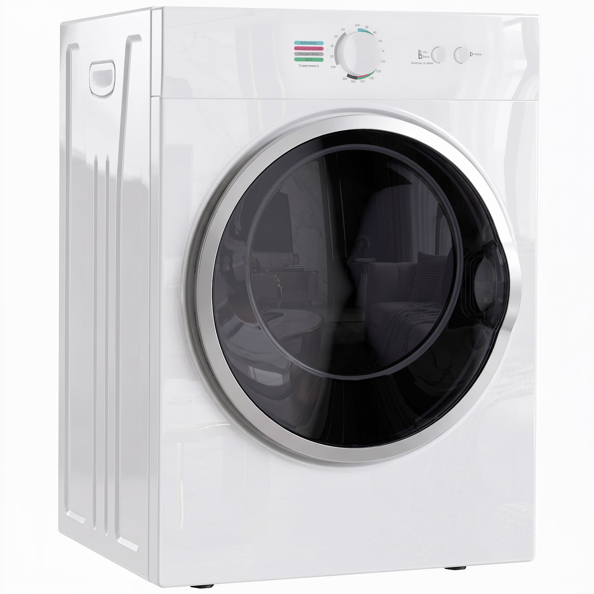 HOMCOM Mini Sèche-linge Portable 4.8kg 1020W Chauffage PTC, Minuterie, Bianco