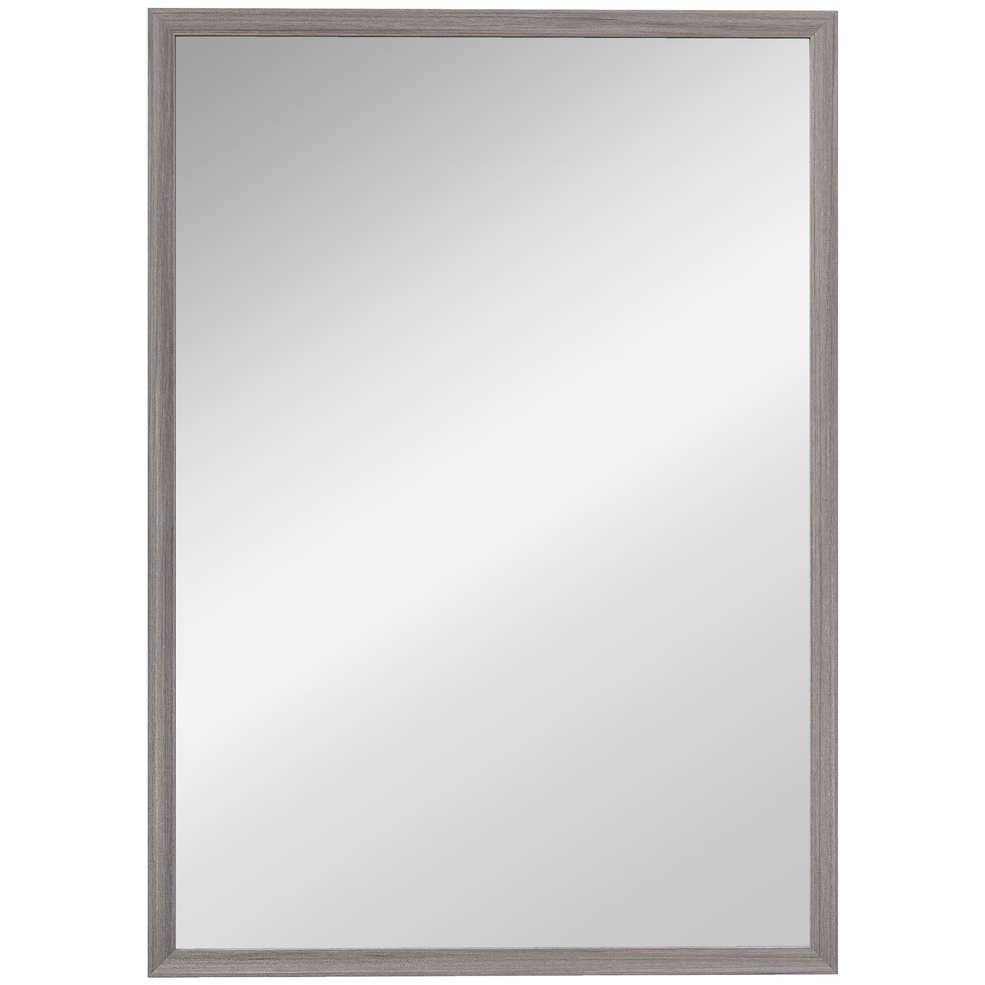 HOMCOM Miroir mural, 50 x 70 cm, cadre effet bois, montage facile, vis incluses