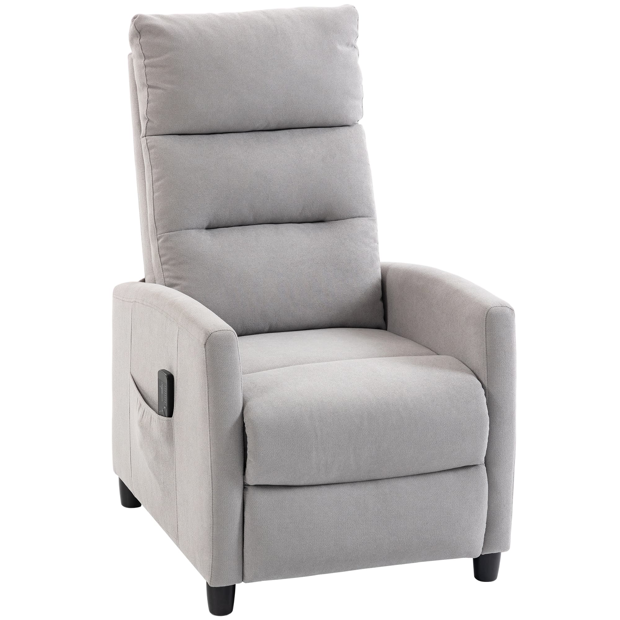 HOMCOM Fauteuil de massage inclinable fauteuil de relaxation en chenille avec repose-pieds poche latérale télécommande gris