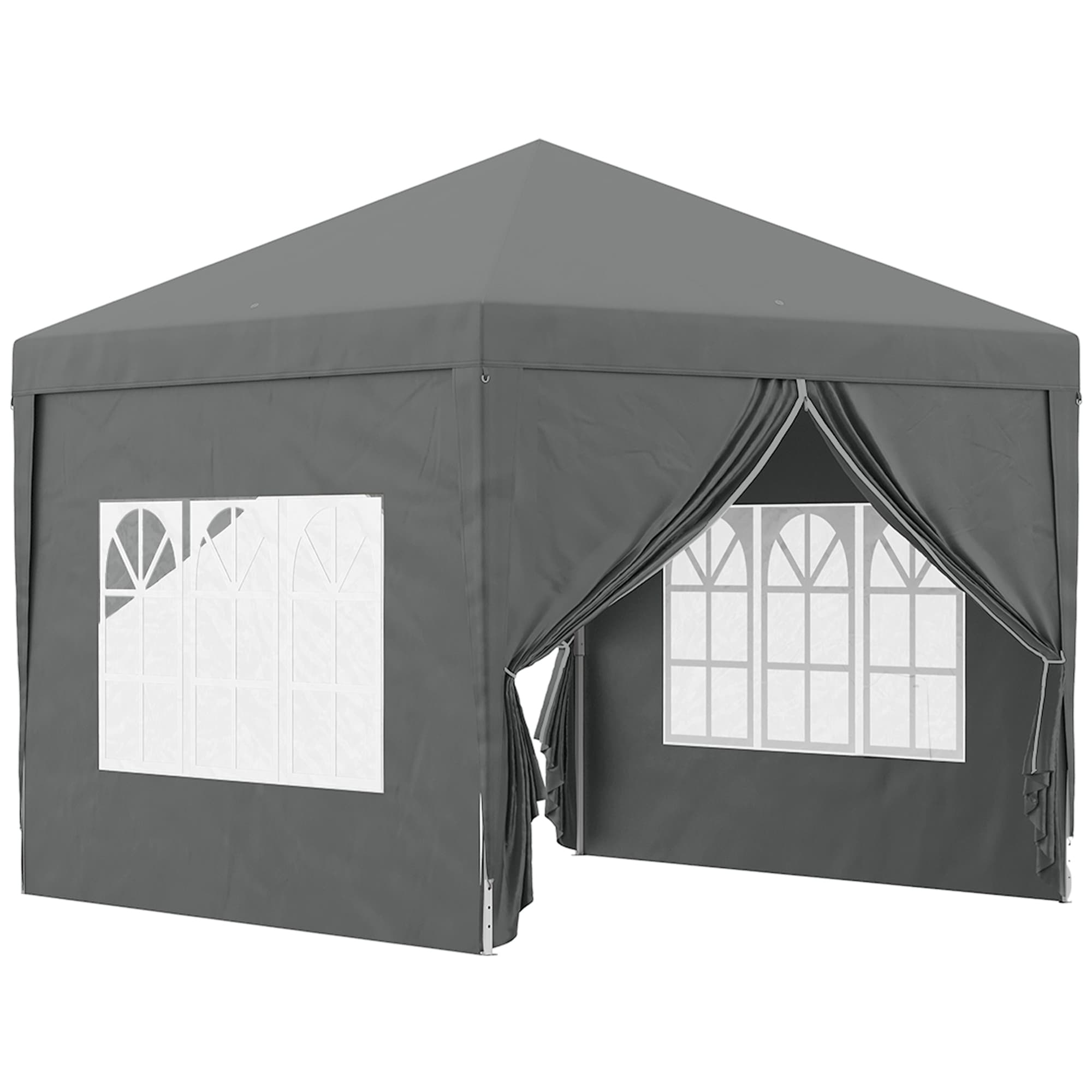 Outsunny Tonnelle tente de réception barnum pop-up pliant 3 x 3 m 4 parois amovibles + sac de transport gris