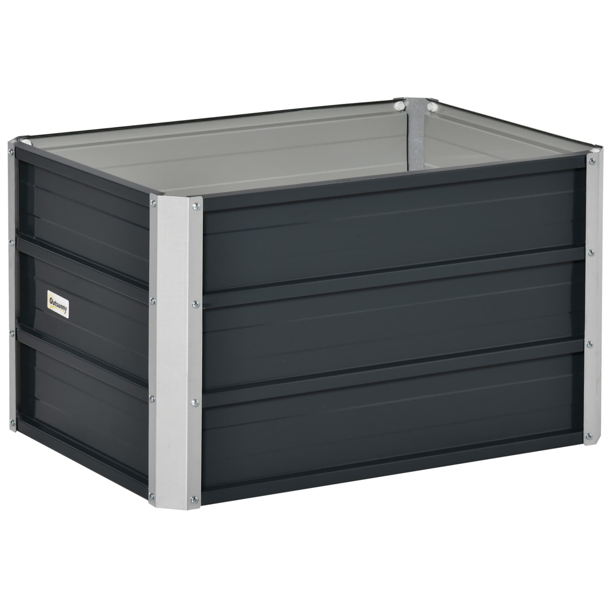 Outsunny Carré potager lit de jardin surélevé en acier galvanisé fond ouvert conception extra profonde 66 x 47 x 40 cm gris foncé