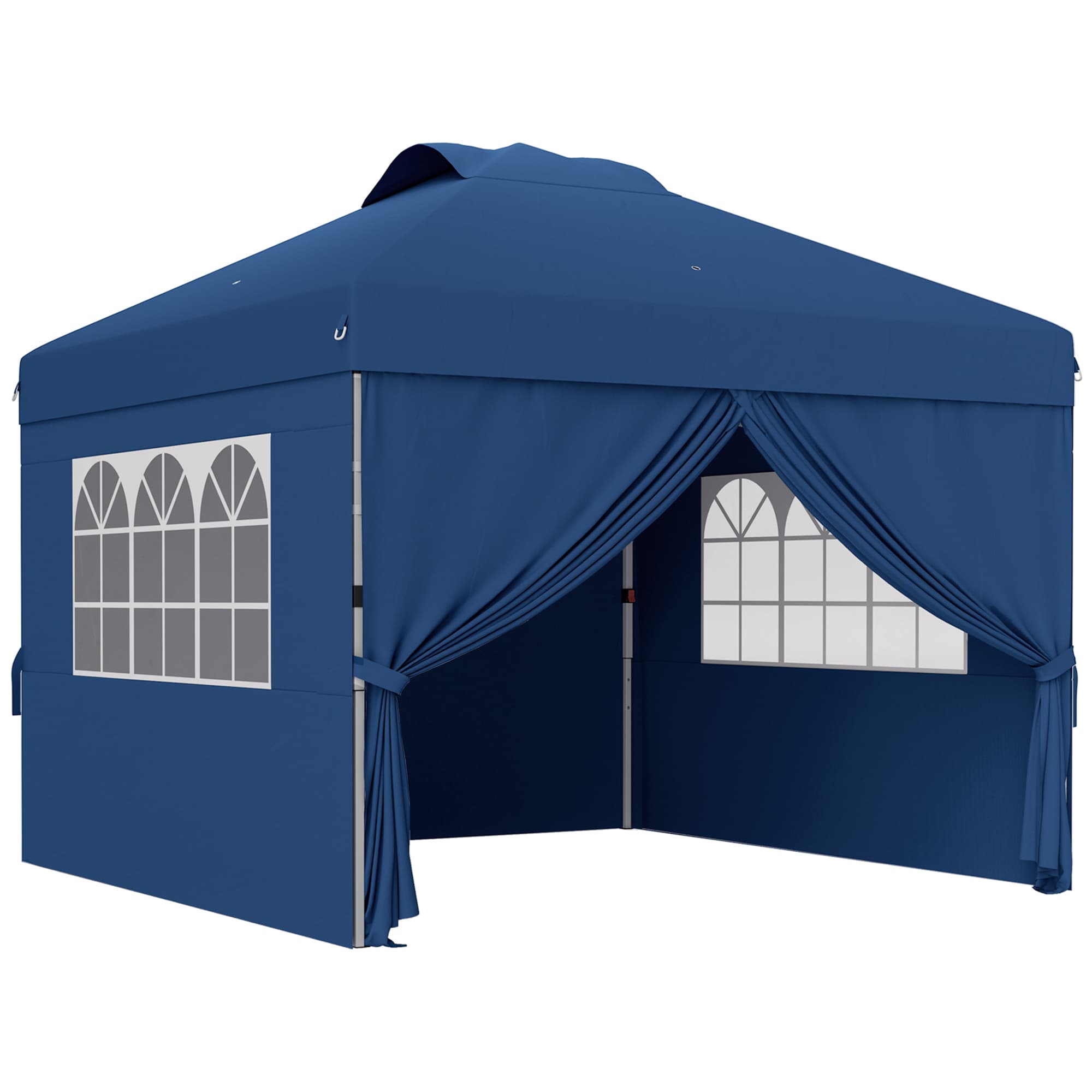 Outsunny Tonnelle barnum pop-up pliante 3 x 3 hauteur réglable parois latérales aérations fenêtres sac de transport à roulettes