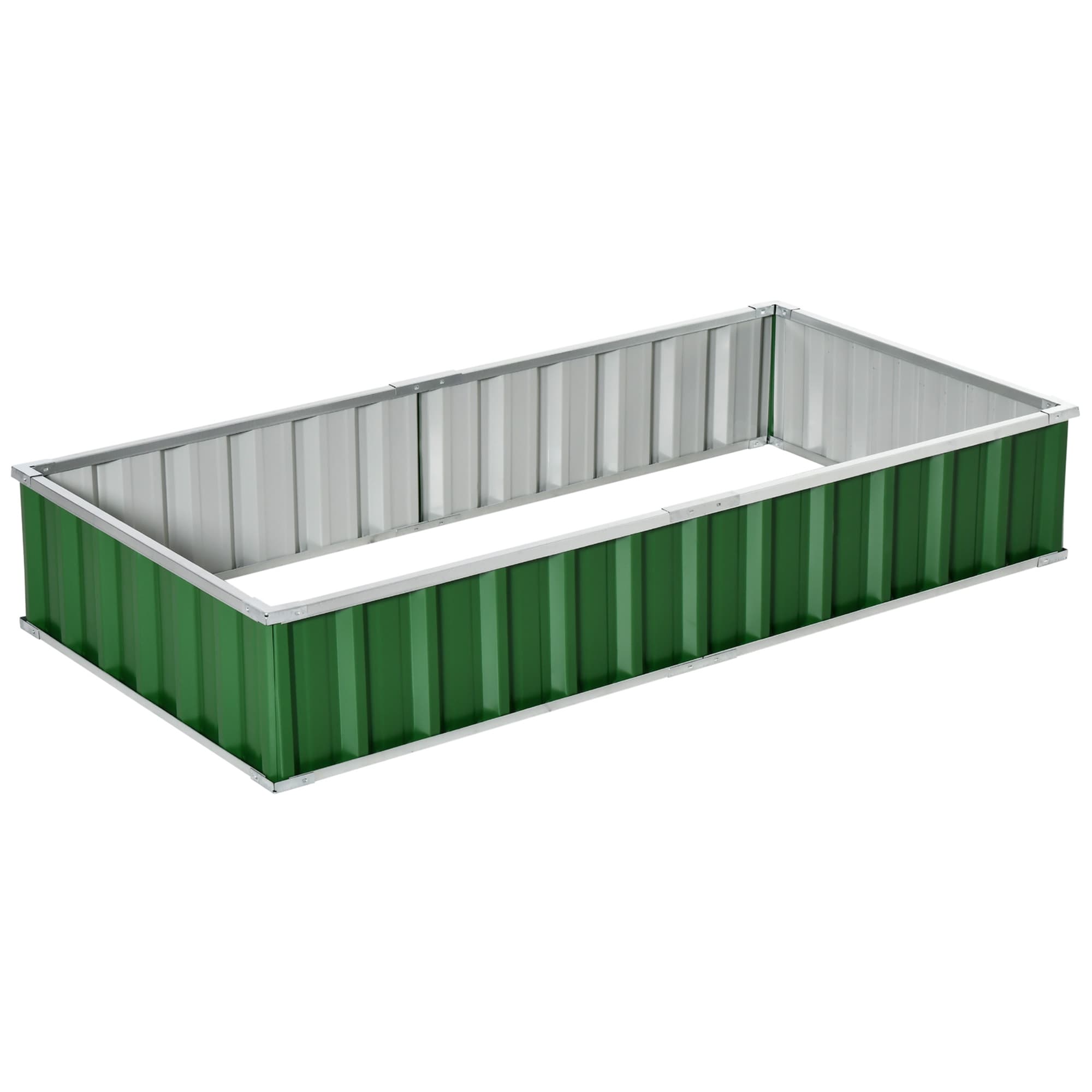 Outsunny Carré potager de jardin modulable, montage sans outils, gants fournis 174 x 90 x 30 cm acier galvanisé vert