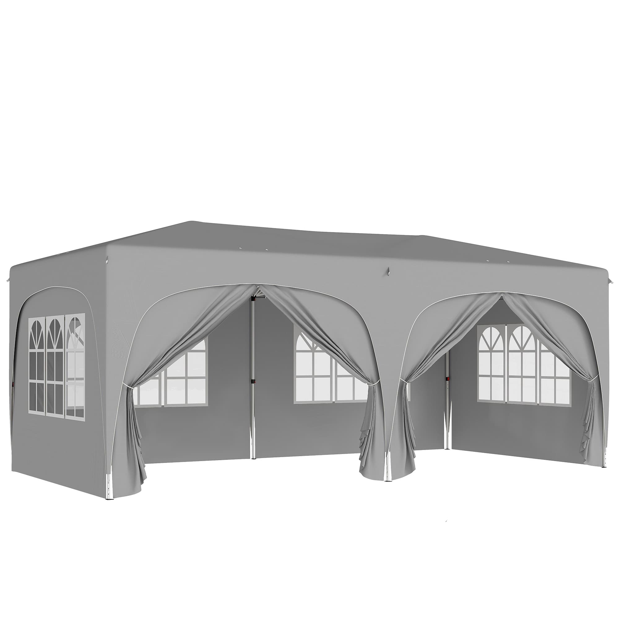 Outsunny Tonnelle pliante 3 x 6m Pop Up, UPF50+ Hauteur ajustable, avec sac de transport et sacs de sable, Gris clair