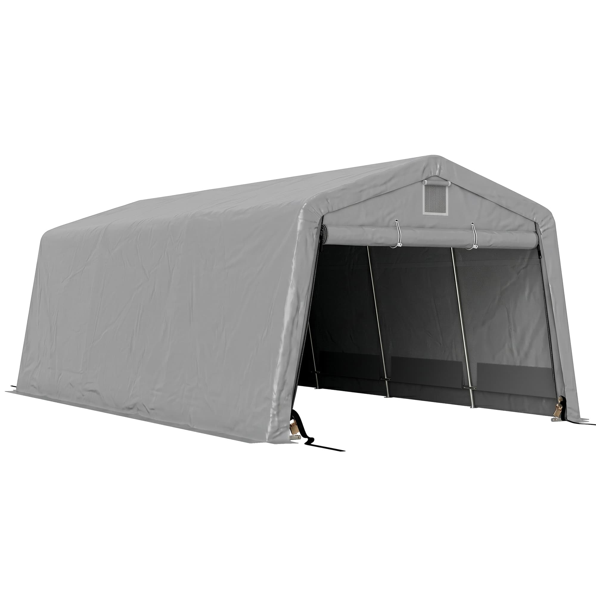 Outsunny Tente garage carport dim. 6,2L x 3,3l x 2,4H m acier galvanisé robuste PE haute densité 150 g/m2 imperméable anti-UV