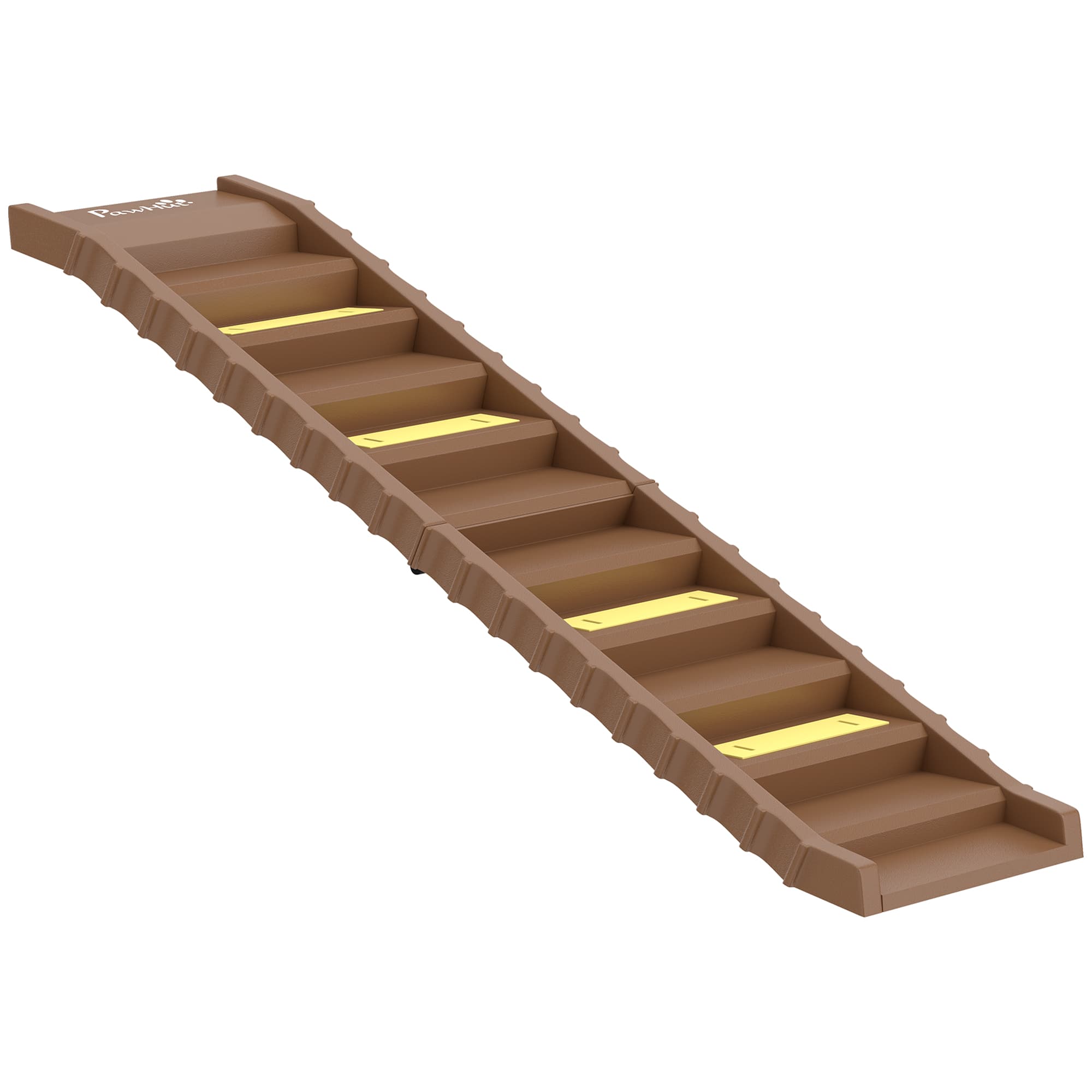 PawHut Rampe Pliable pour Chiens pour Voiture et Lits Hauts à 10 Marches avec Bandes et Tapis Antidérapants, Marron
