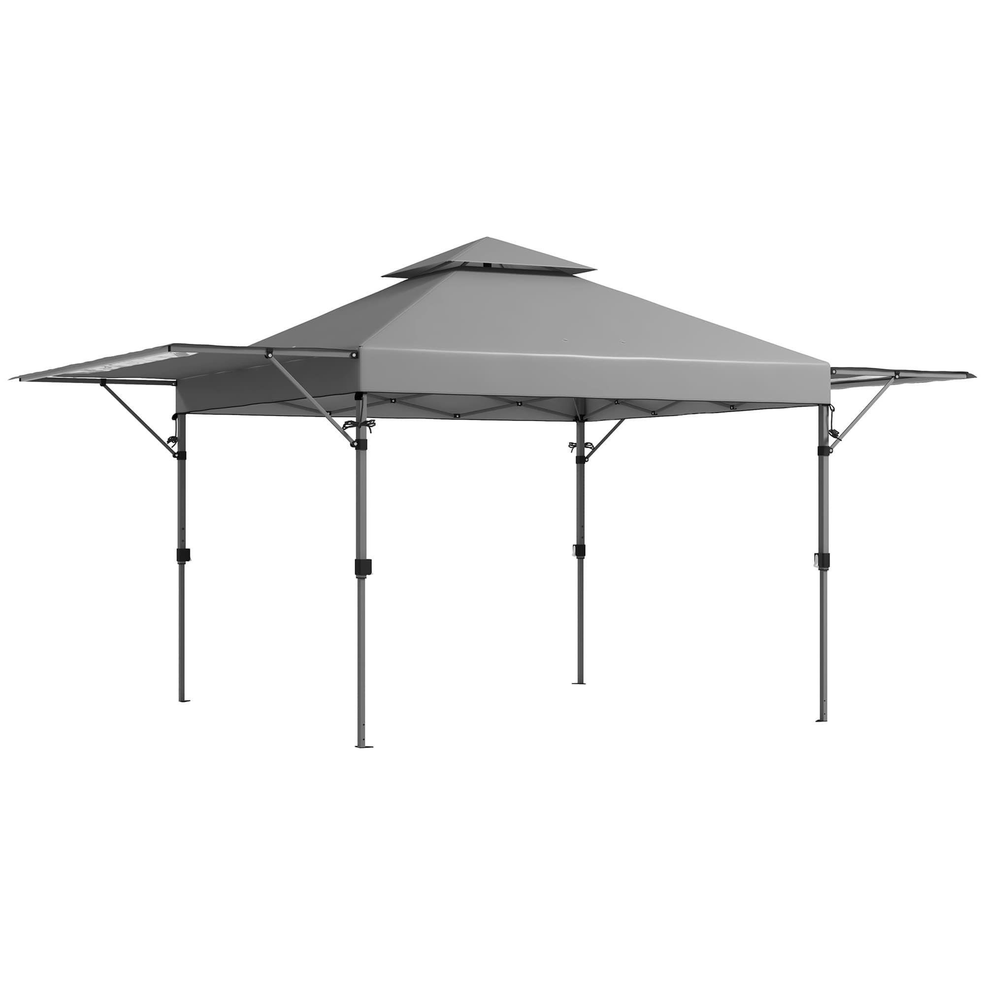 Outsunny Tonnelle pop-up jardin Pliant 5 x 3 m, tissu oxford avec 2 parois réglables, sac à de transport à roulettes inclus