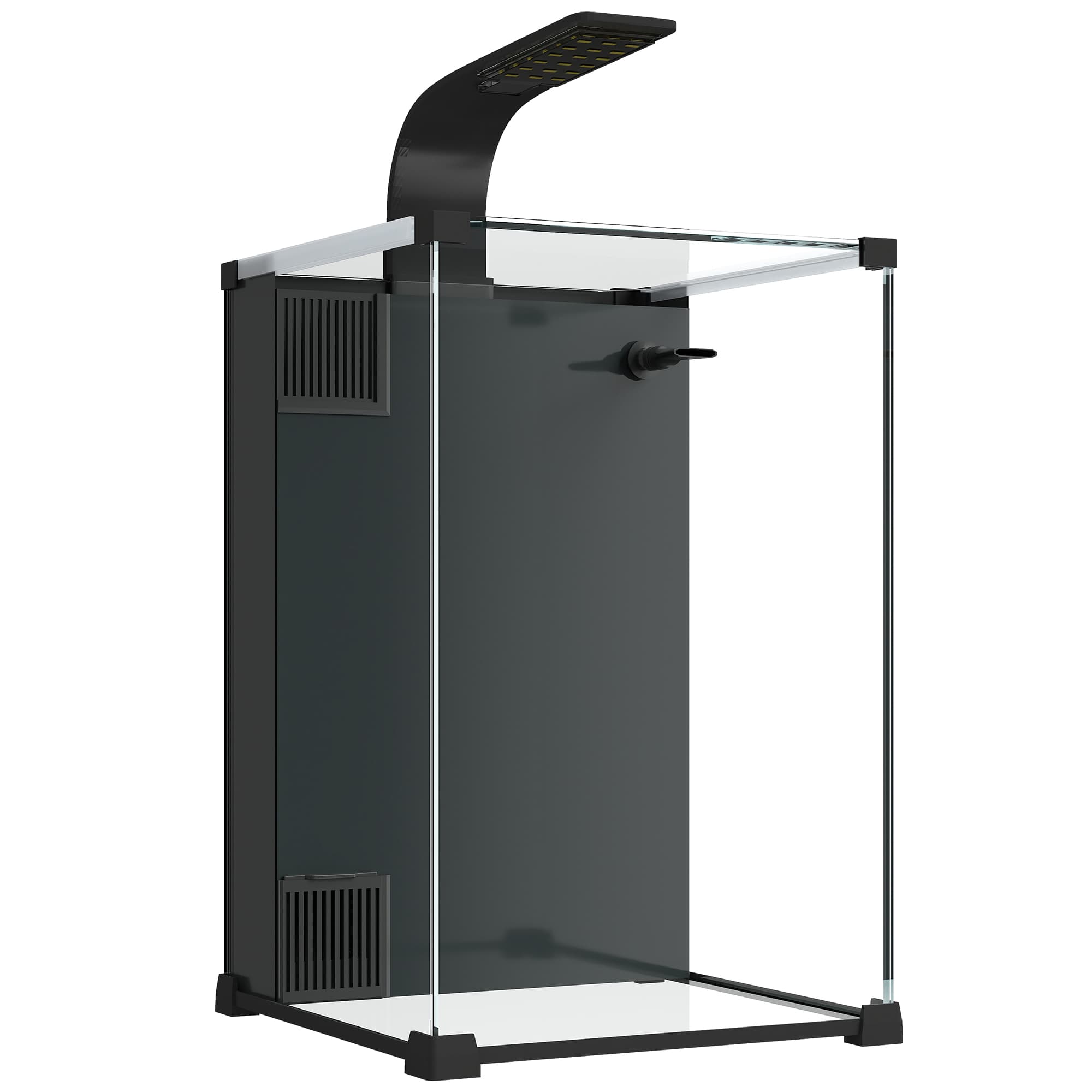 PawHut Aquarium en Verre Trempé Nano Aquarium avec Filtre Intégré Pompe 5W et Éclairage LED 30x30x45cm Noir