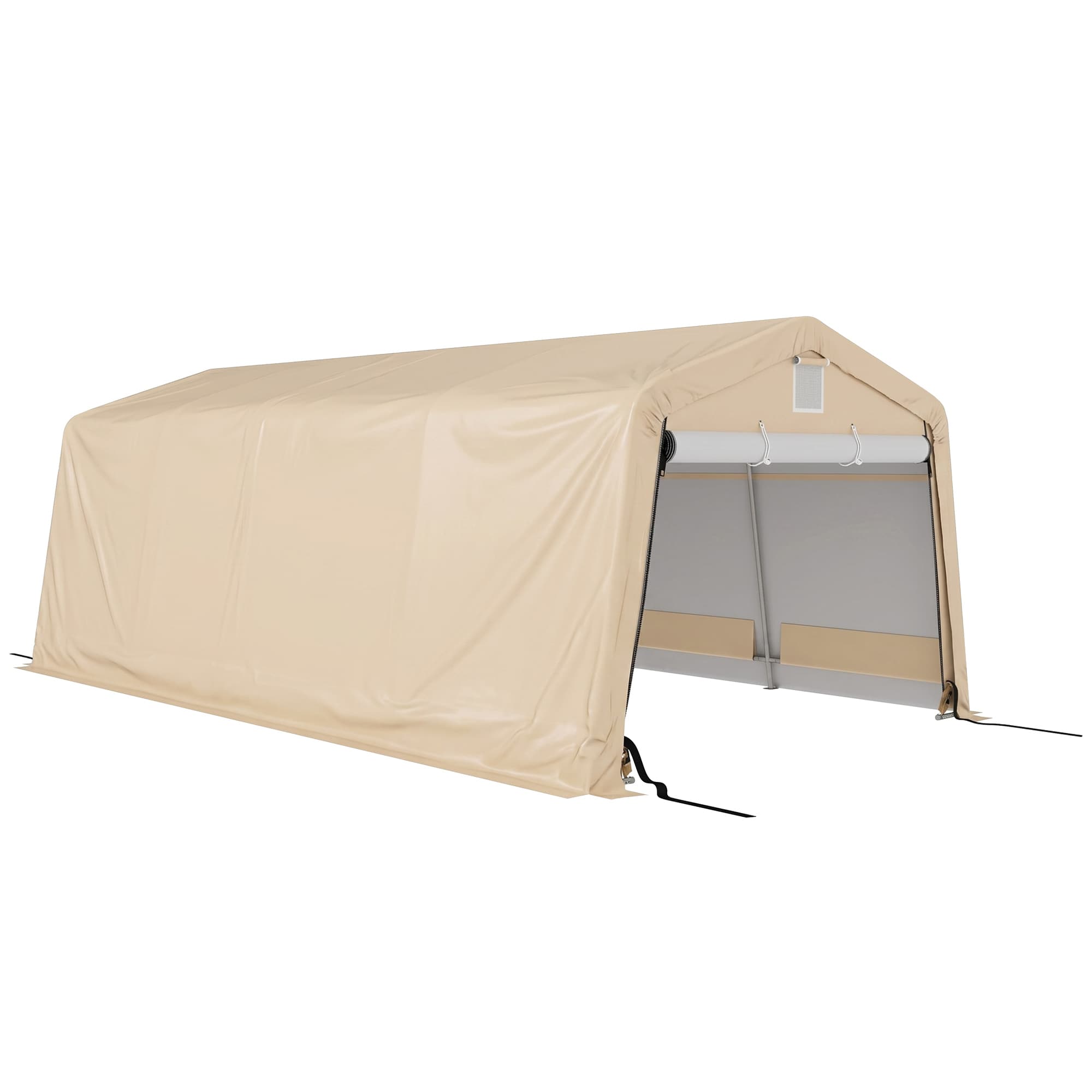 Outsunny Tente garage carport dim. 6,2L x 3,3l x 2,4H m acier galvanisé robuste PE haute densité 150 g/m2 imperméable anti-UV