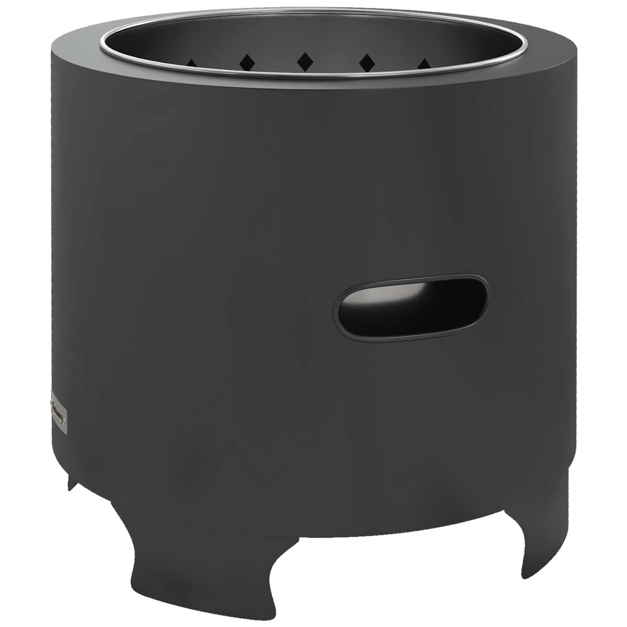 Outsunny Brasero sans fumée foyer à bois extérieur rond portable en métal avec tisonnier - diamètre 45 cm - noir