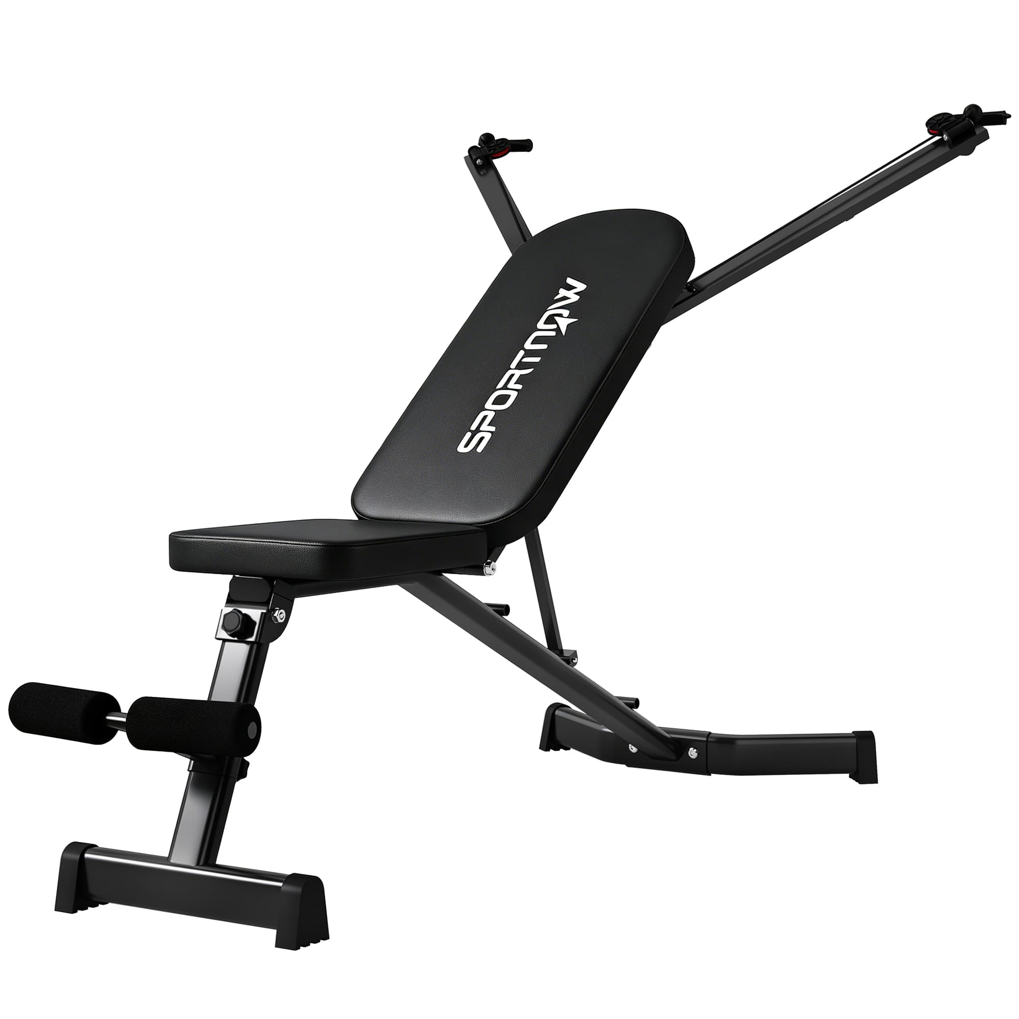 SPORTNOW Banc d'haltères pliable, banc d'entraînement avec leg extension, dossier 3 positions, 3 niveaux de résistance, charge 300 kg