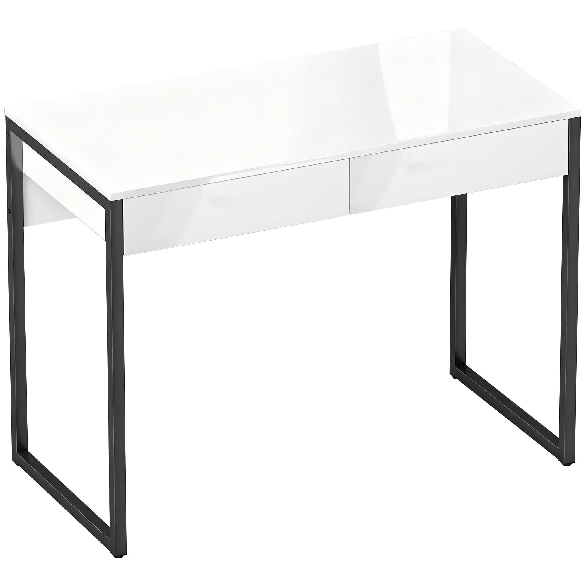 HOMCOM Bureau 100 x 50 cm Table d'ordinateur / Bureau avec 2 tiroirs, pour petits espaces, Noir