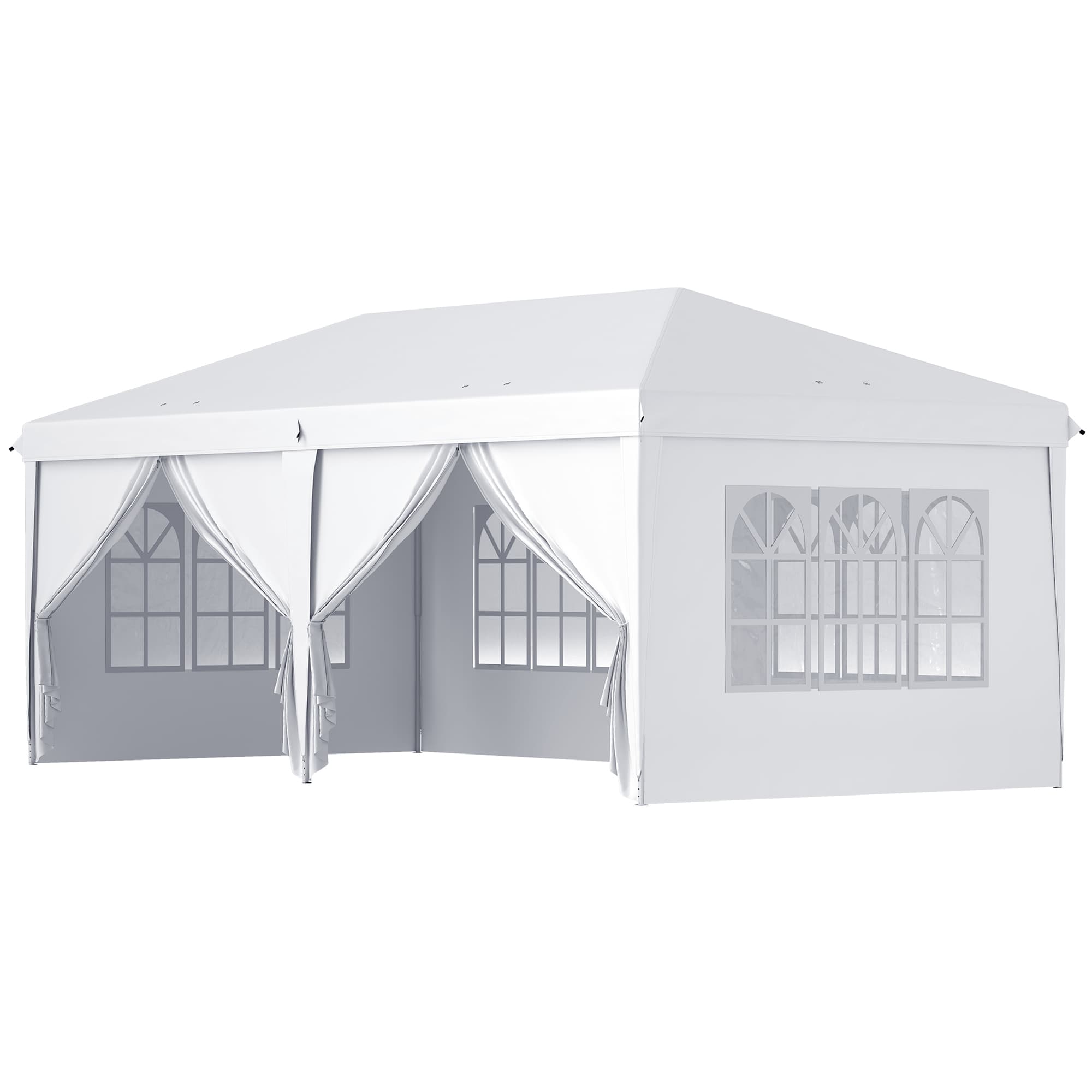 Outsunny Tonnelle barnum pliant pop-up imperméabilisé 6L x 3l x 2,7H m 4 parois latérales amovibles 4 fenêtres sac de transport