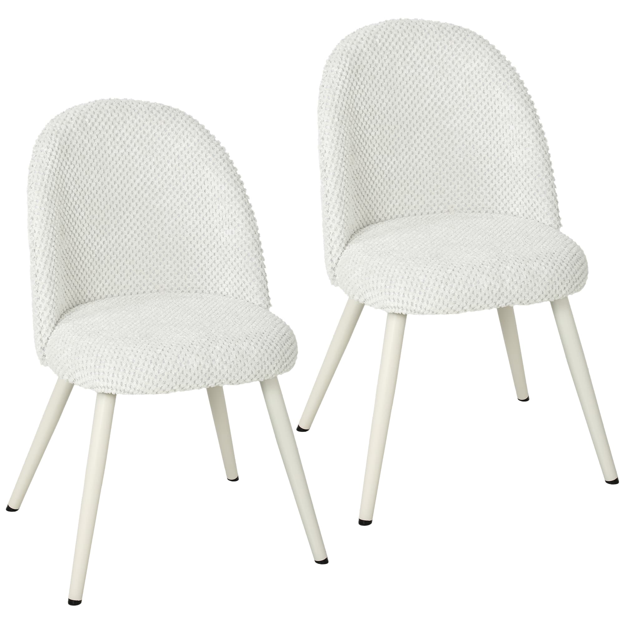HOMCOM Ensemble 2 chaises de salle à manger en velours, assise rembourrée, Bianco