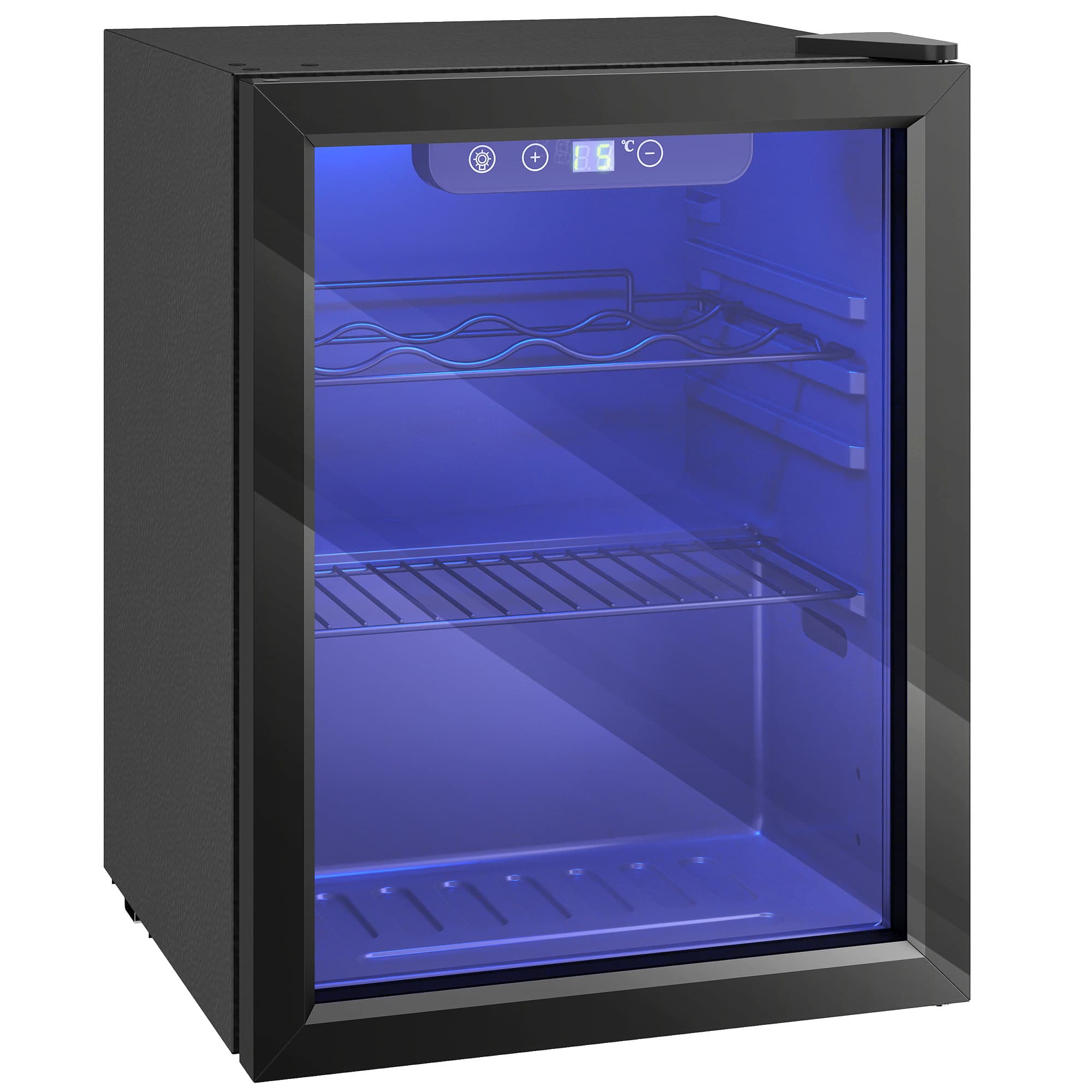 HOMCOM Cave à vin 16 bouteilles 48L, réfrigérateur à vin et boissons avec température réglable 4-16 °C, porte réversible, noir