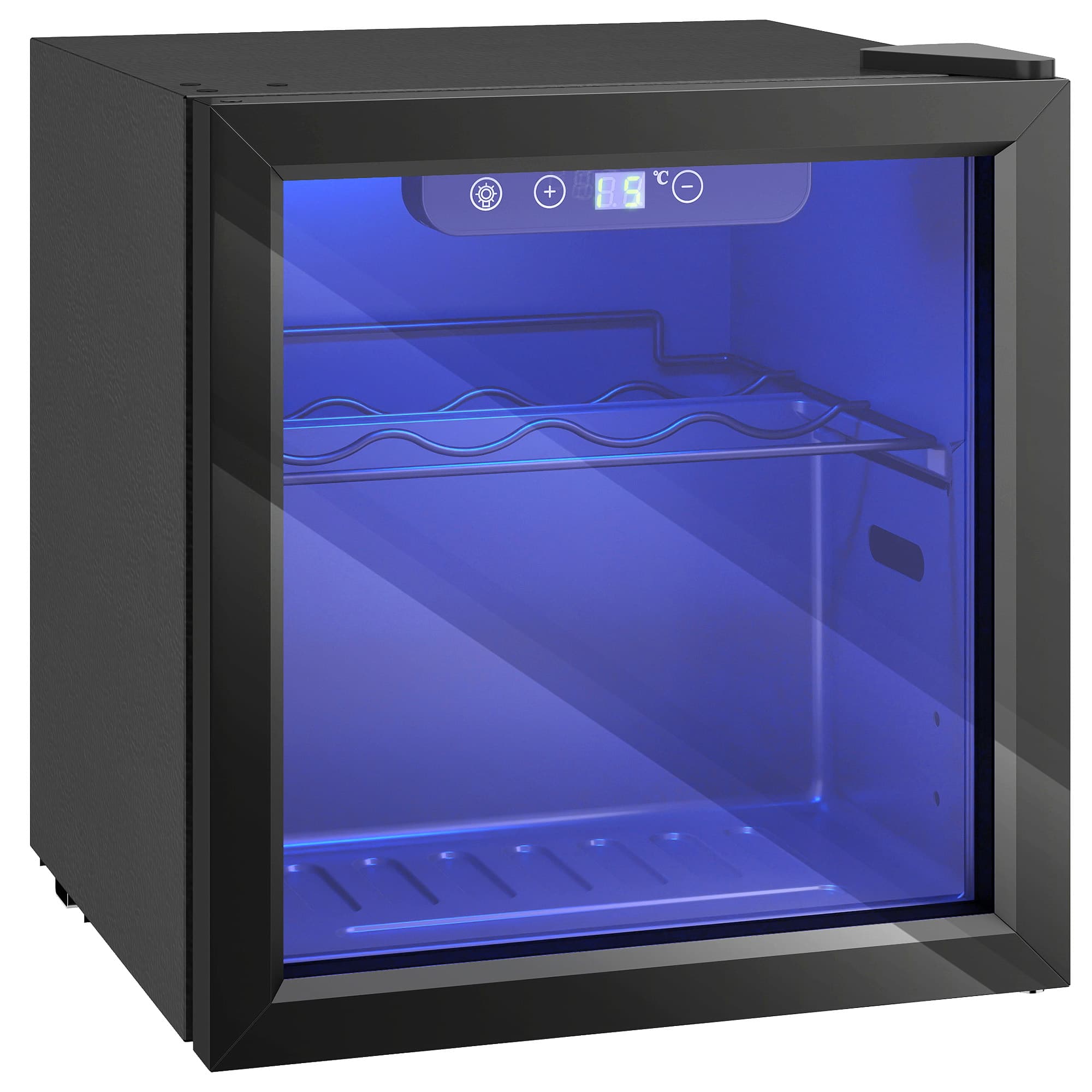 HOMCOM Cave à vin 12 bouteilles 36L, réfrigérateur à vin et boissons avec température réglable 4-16 °C, porte réversible, noir