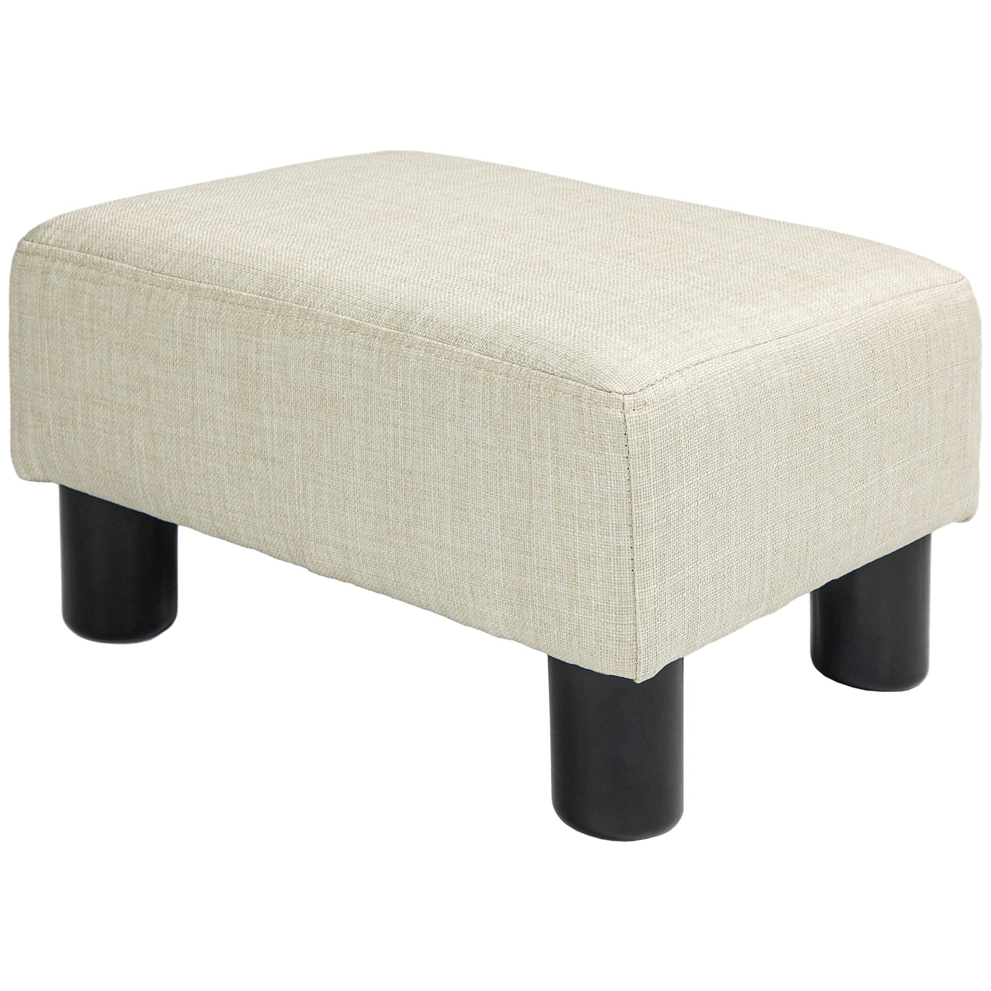 HOMCOM Pouf repose-pied tabouret bas en tissu de lin capacité de charge 110 Kg 40 x 30 x 24 cm beige