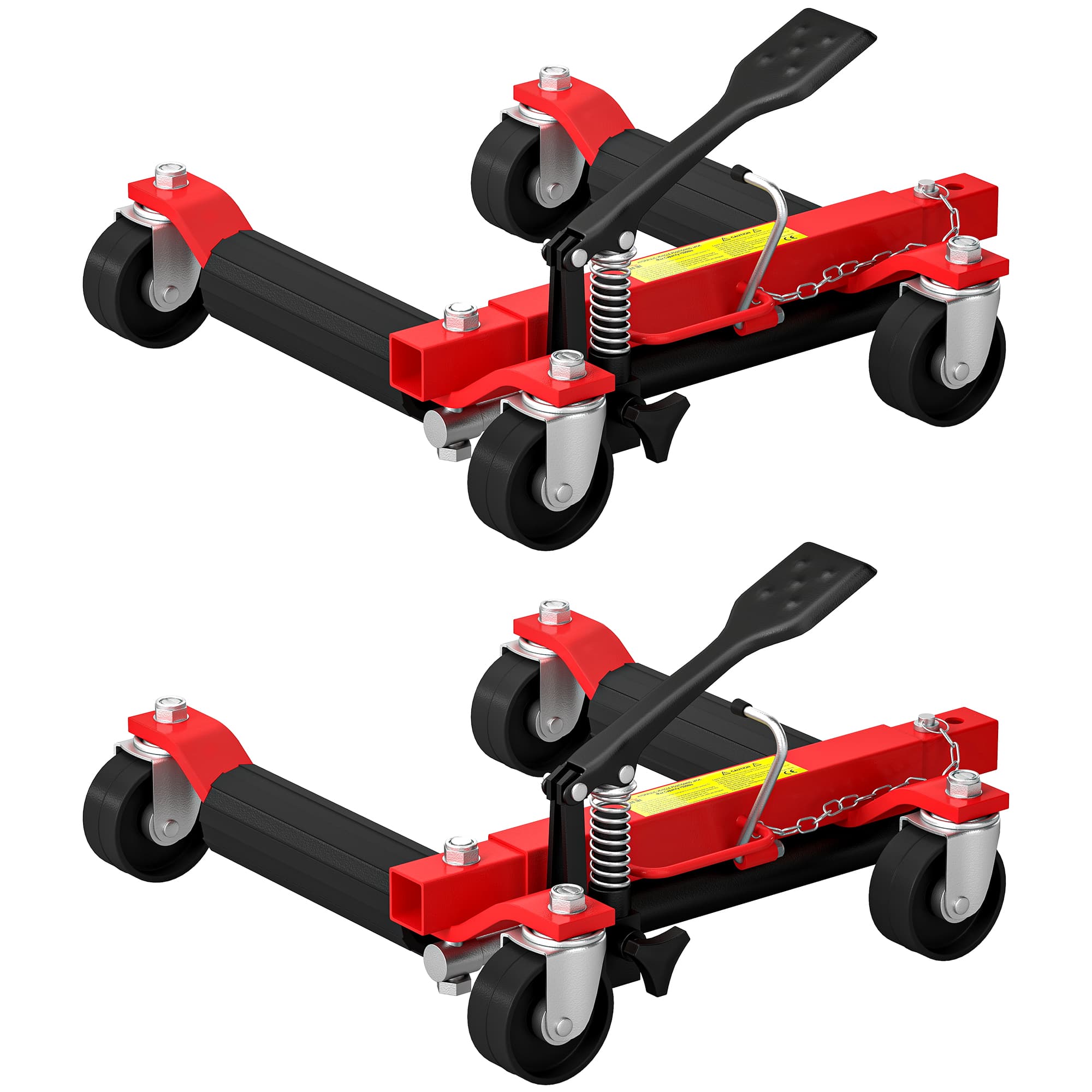 HOMCOM Lot de 2 chariots de manutention de voiture capacité 680kg chariot de déplacement largeur pneu 22,8cm 56x54x19,5cm, noir