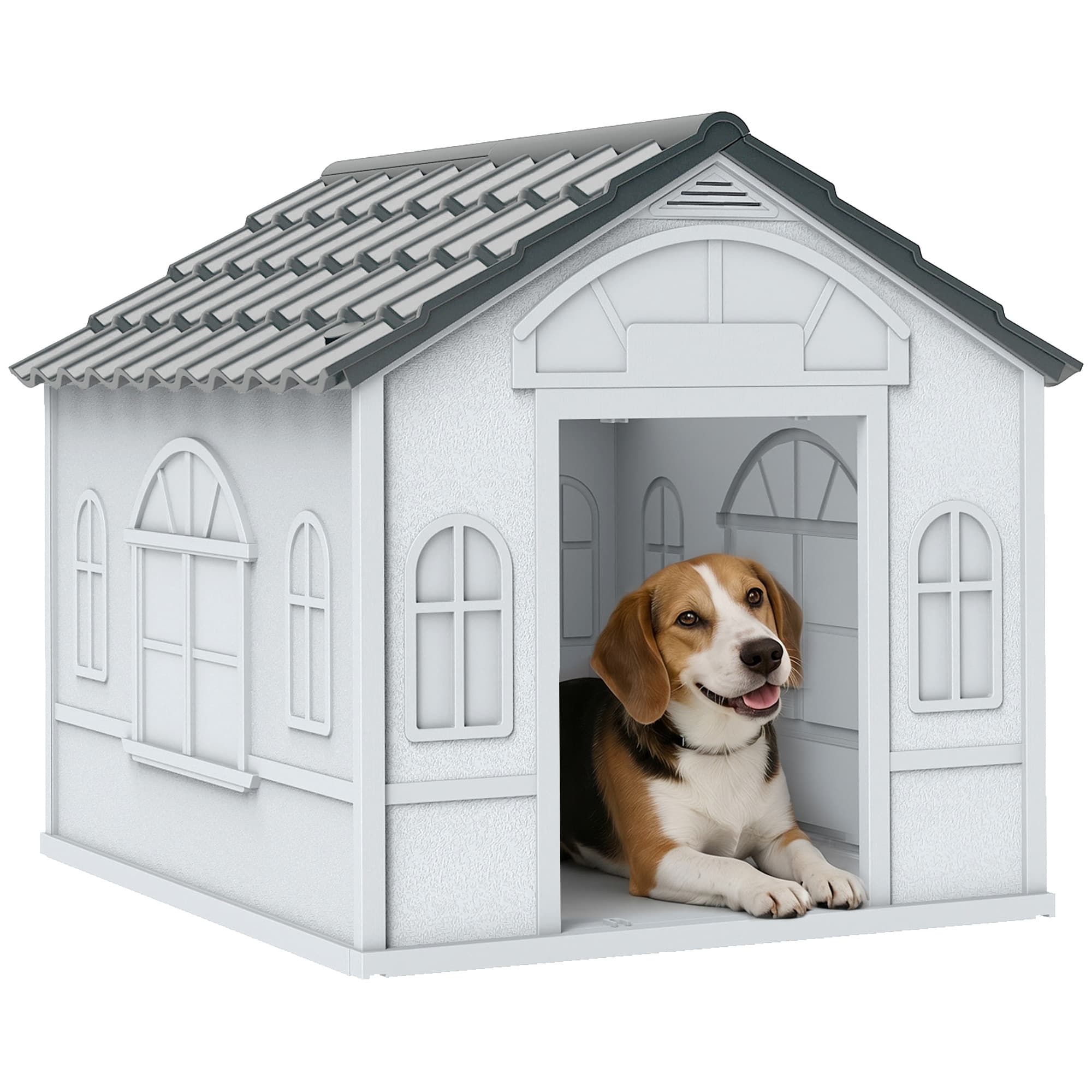 PawHut Niche pour chien chenil à l'extérieur en PP blanc pour chiens de petite et moyenne taille - 65 x 75,7 x 63 cm