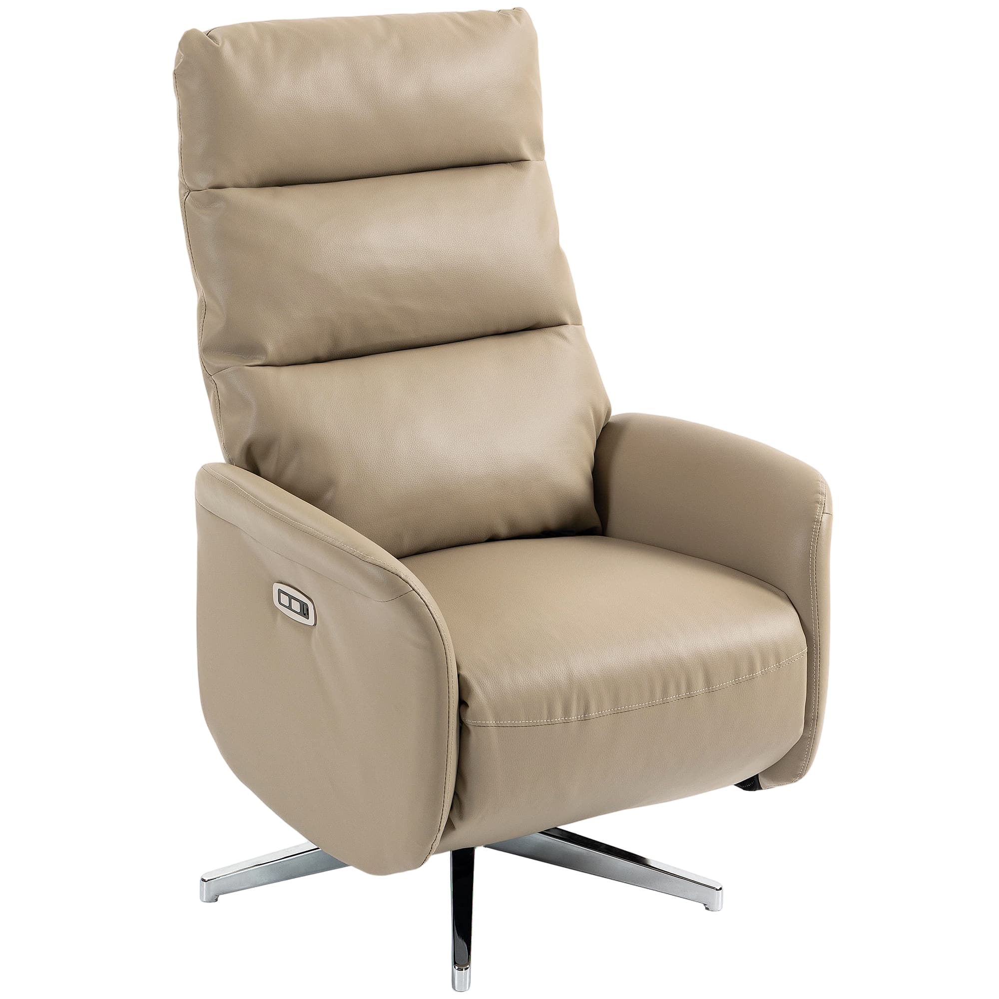 HOMCOM Fauteuil Relax Électrique Inclinable 160° Pivotant avec Repose-pieds, Prise USB et Type-C, en Cuir PU, Marron