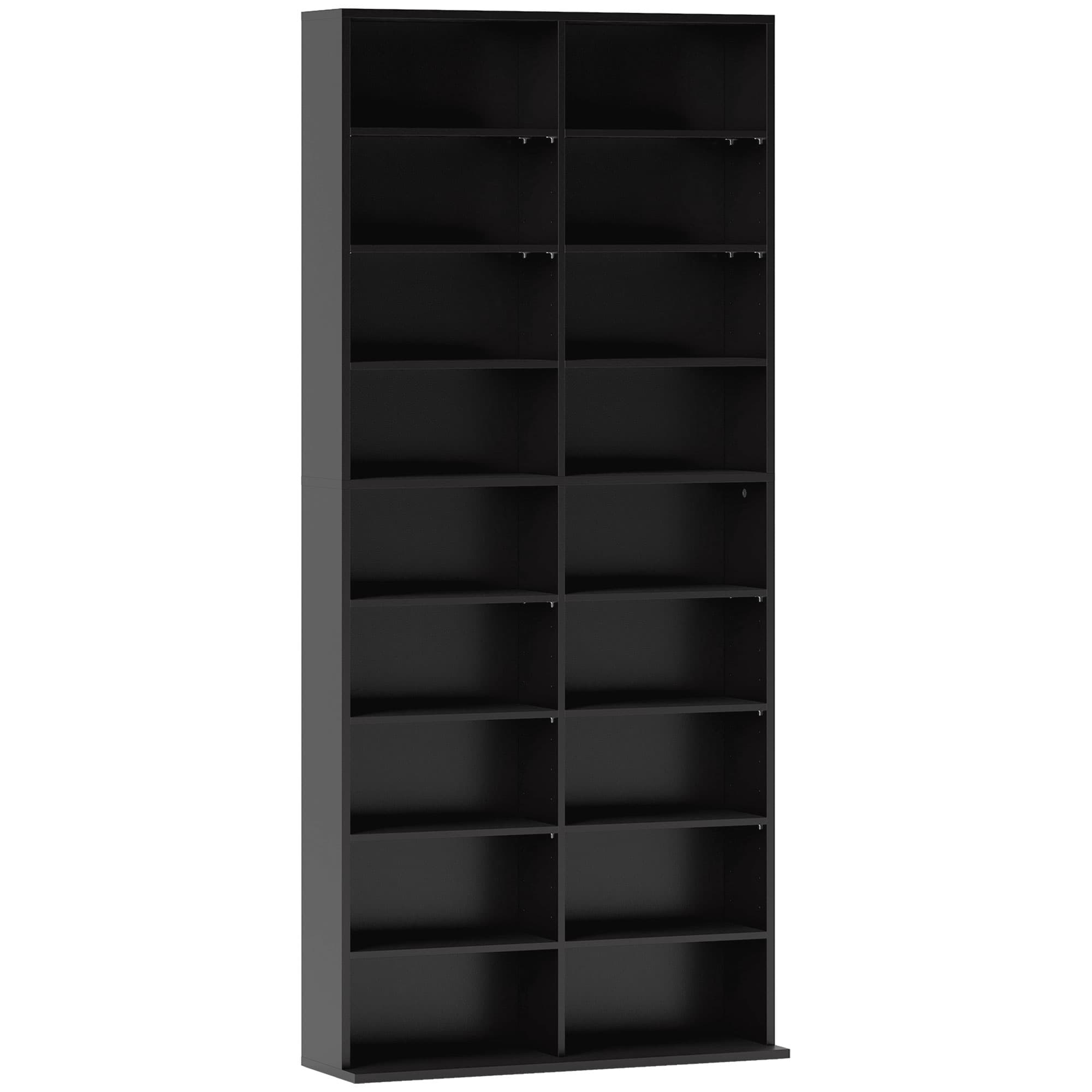 HOMCOM Rangements pour CD et DVD 18 compartiments capacité max. 640 CD/360 DVD 430 Blu-ray 78,5 x 24 x 175 cm noir