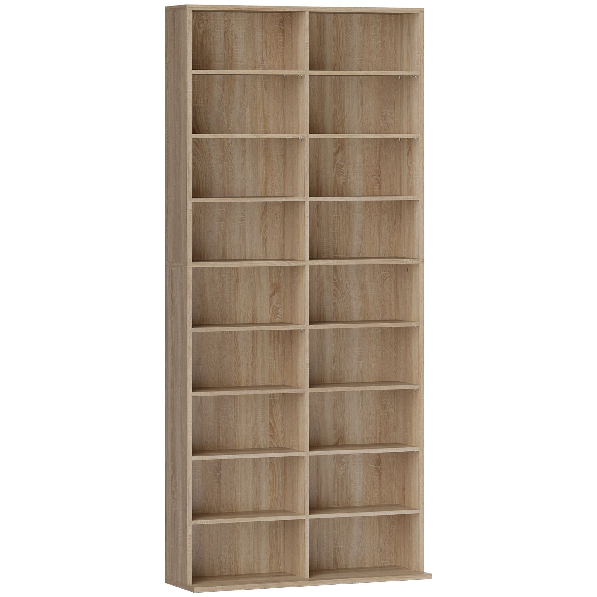 HOMCOM Rangements pour CD et DVD 18 compartiments capacité max. 640 CD/360 DVD 430 Blu-ray 78,5 x 24 x 175 cm bois naturel