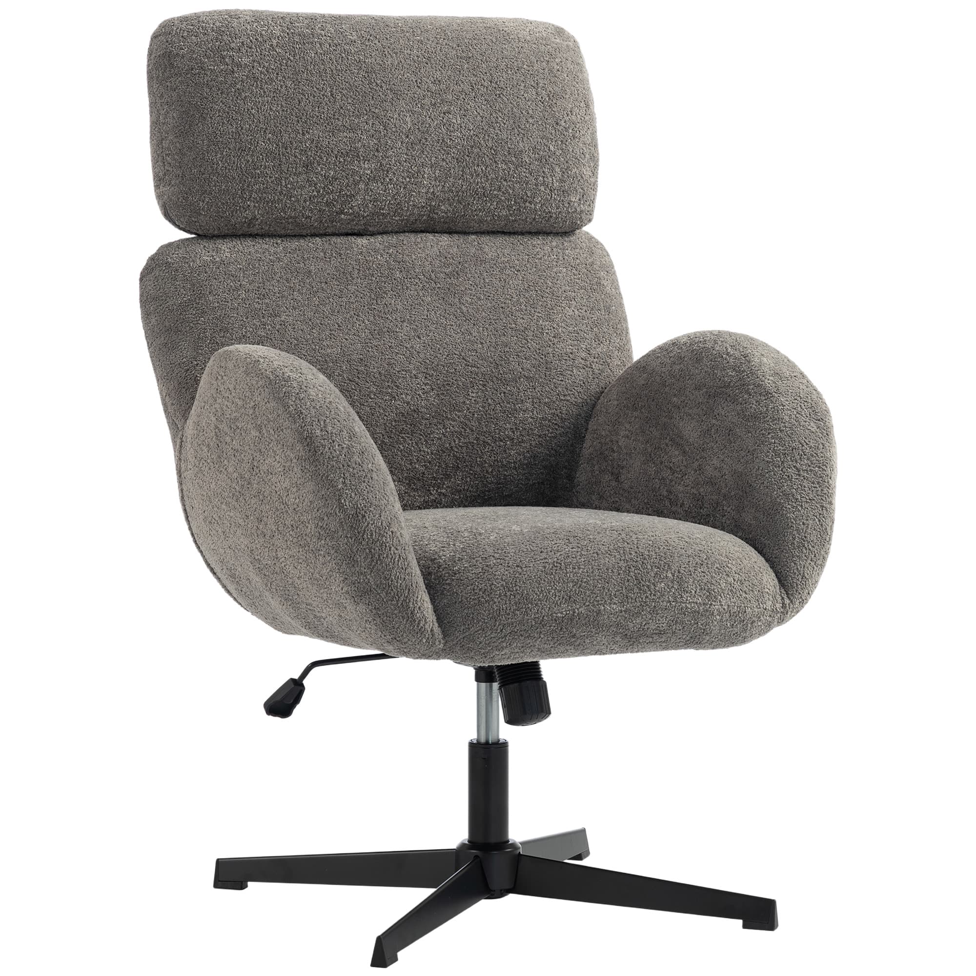 HOMCOM Fauteuil de bureau avec revêtement en velours, dossier haut, réglable en hauteur, siège pivotant avec fonction bascule, Gris