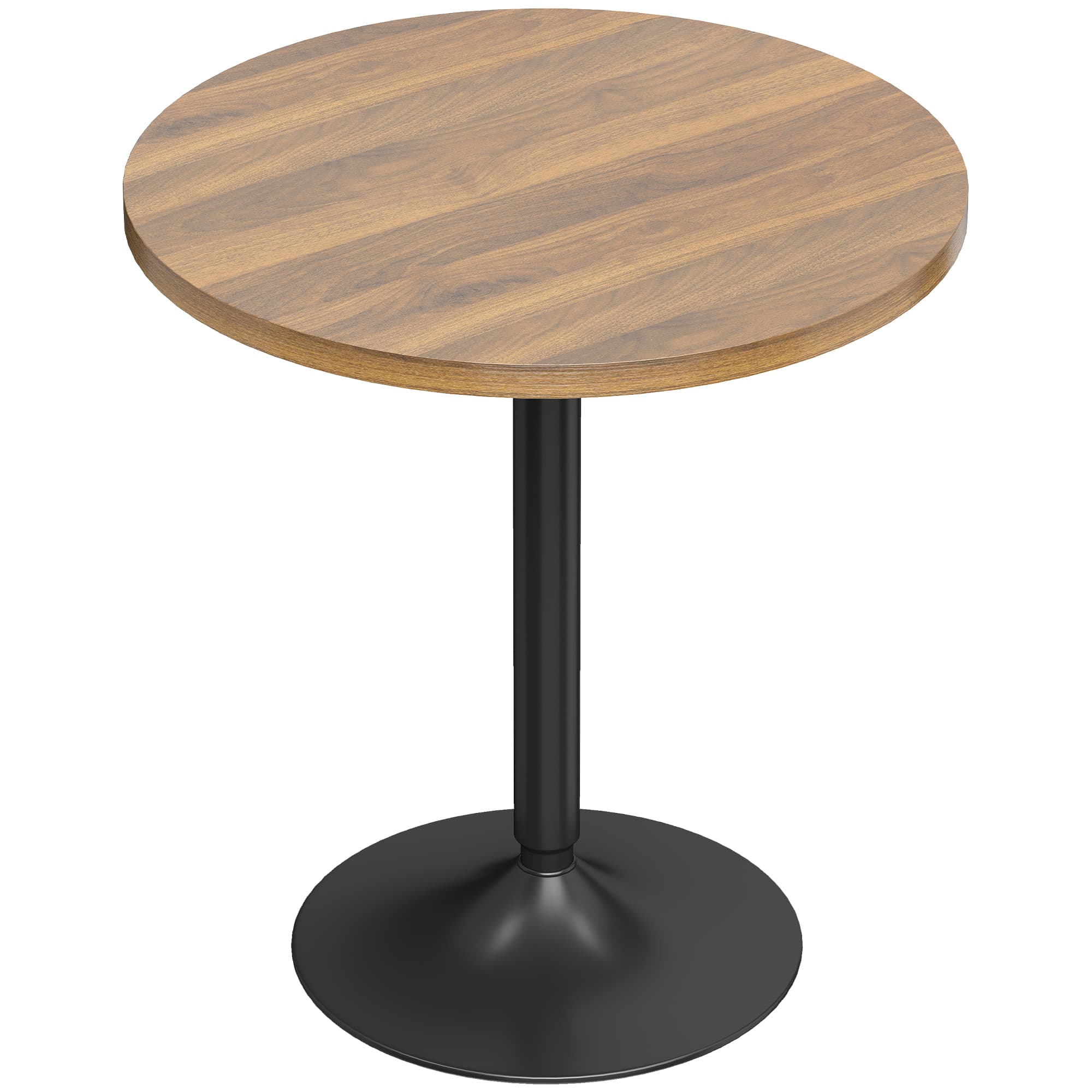 HOMCOM Table de bar ronde 60 cm, table haute cuisine mange-debout avec patins antidérapants, pour cuisine, salon, noyer