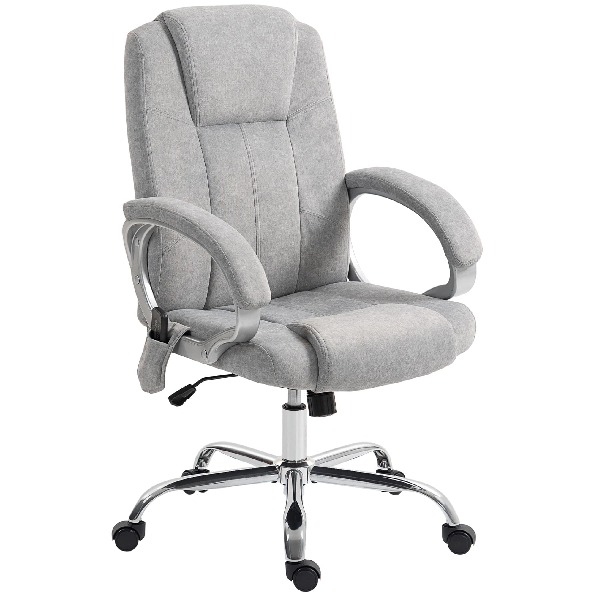 HOMCOM Fauteuil de Bureau Massant et Chauffant, Chaise de Bureau Ergonomique, Hauteur et Accoudoirs Réglables, Gris