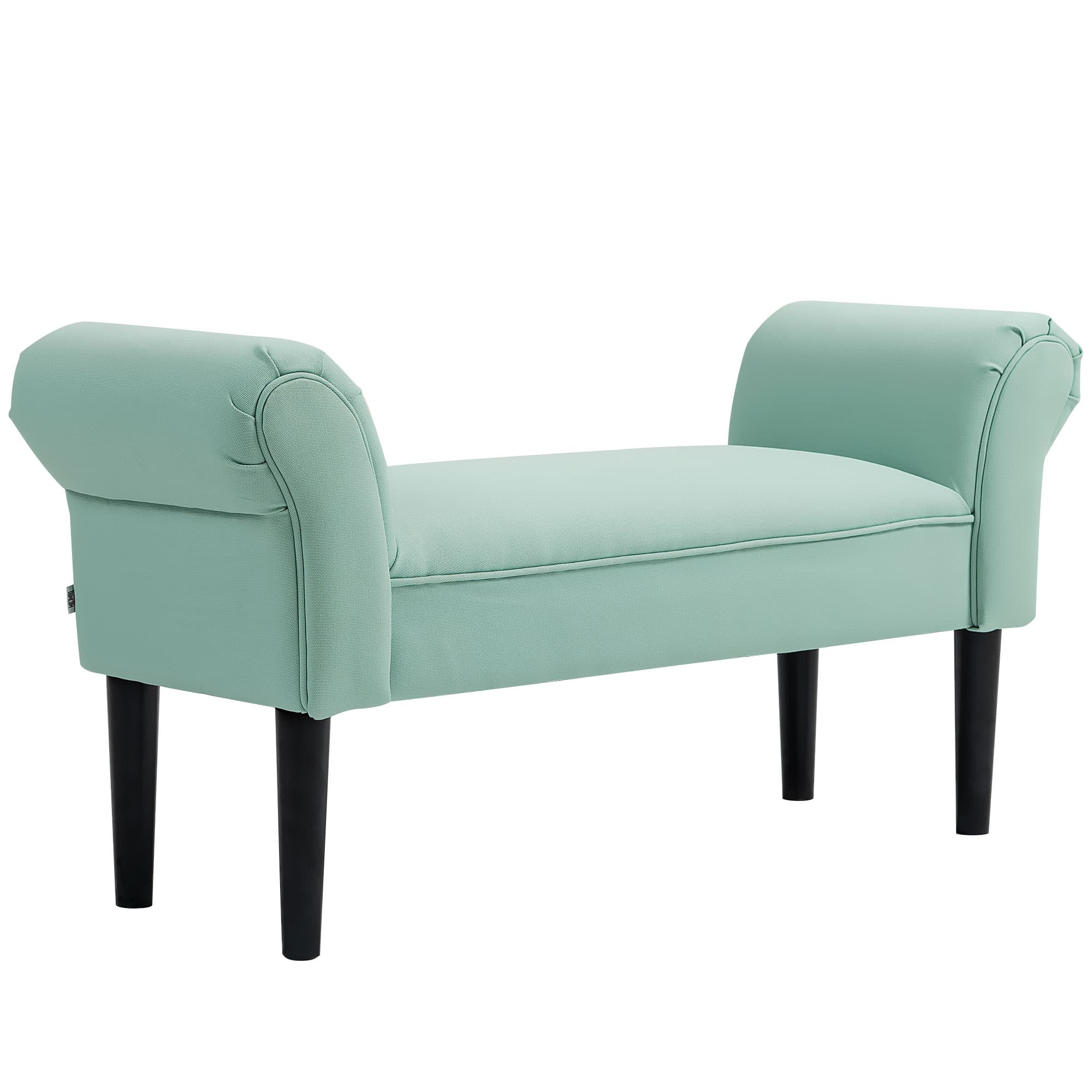 HOMCOM Banc Entrée Bout de Lit Rembourré pour Chambre à Coucher, Tissu à Voile, vert, 102 x 36 x 51 cm