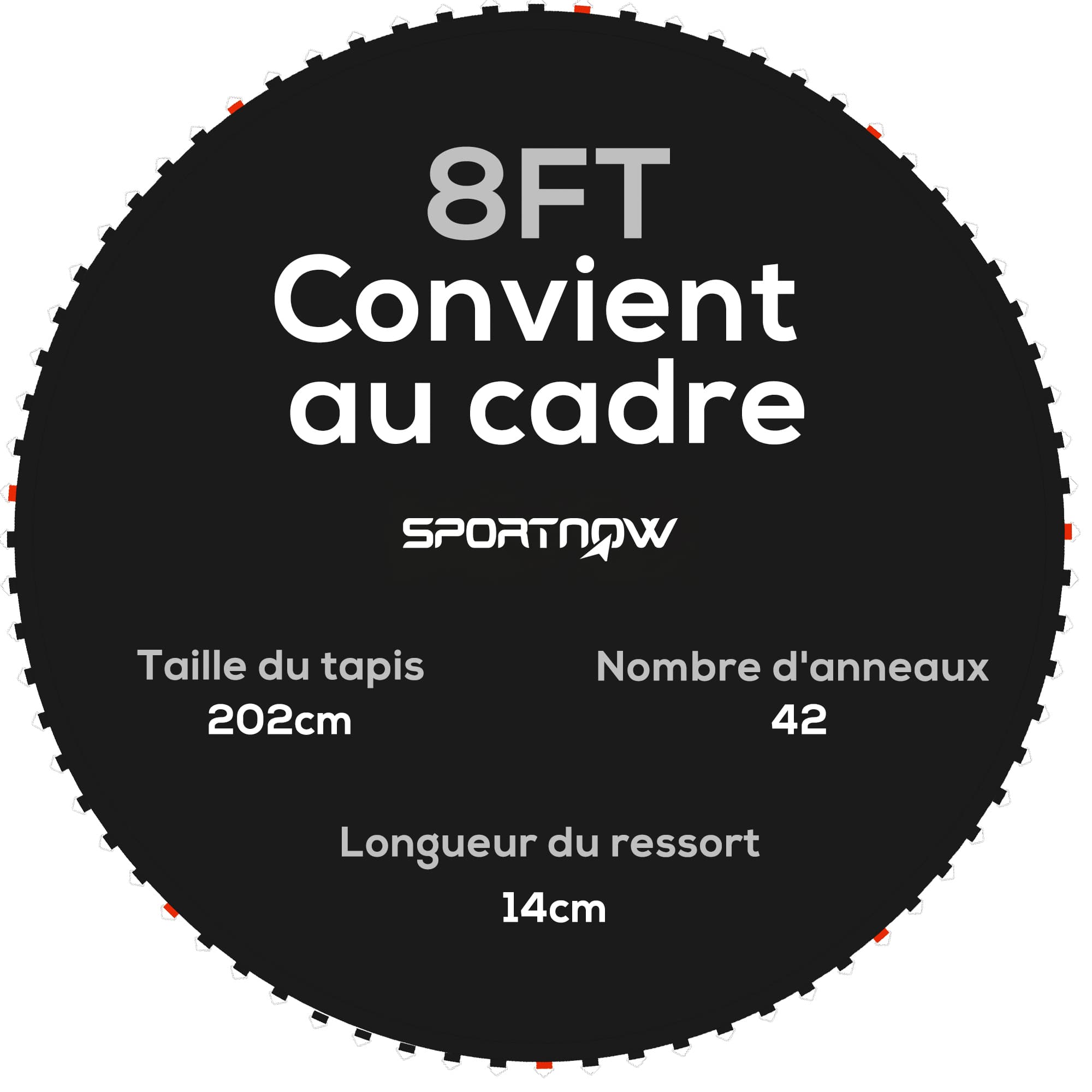 SPORTNOW Tapis de rechange pour trampoline tapis de saut de remplacement, compatible trampoline Ø 2,4 m et ressorts de 14 cm
