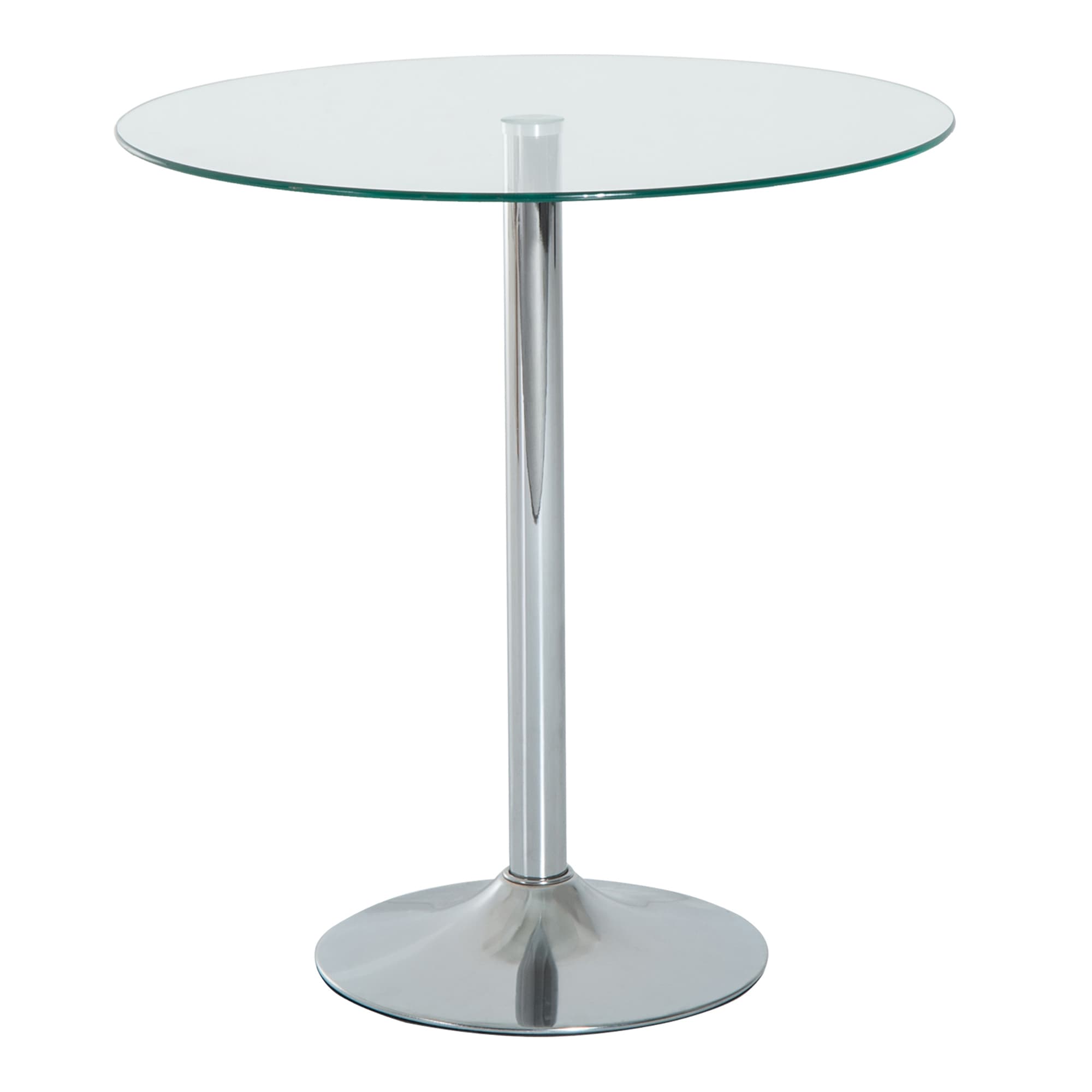 HOMCOM Table à manger ronde pour 2 personnes, table de cuisine moderne avec plateau en verre trempé et base en acier, argenté