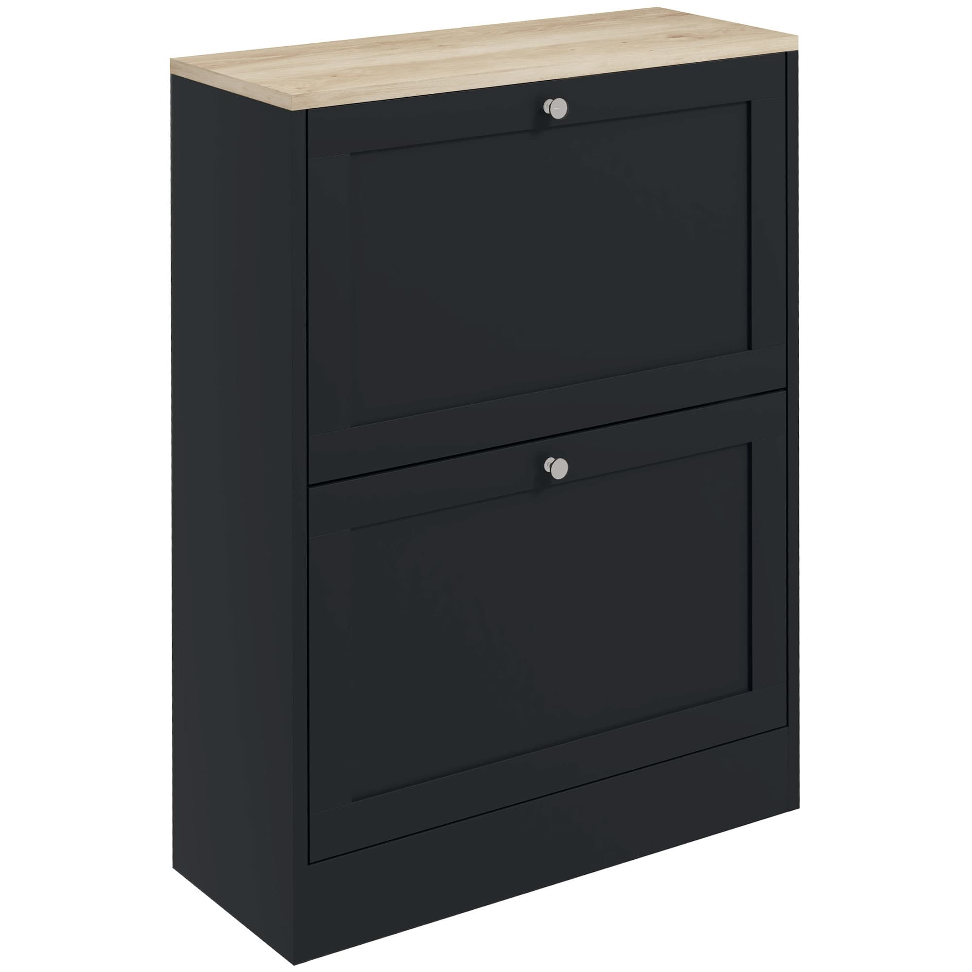 HOMCOM Meuble à Chaussures 12 Paires, Meuble d'Entrée avec 2 Tiroirs Rabattables et Étagères Réglables, 60 x 23,5 x 80cm, Noir