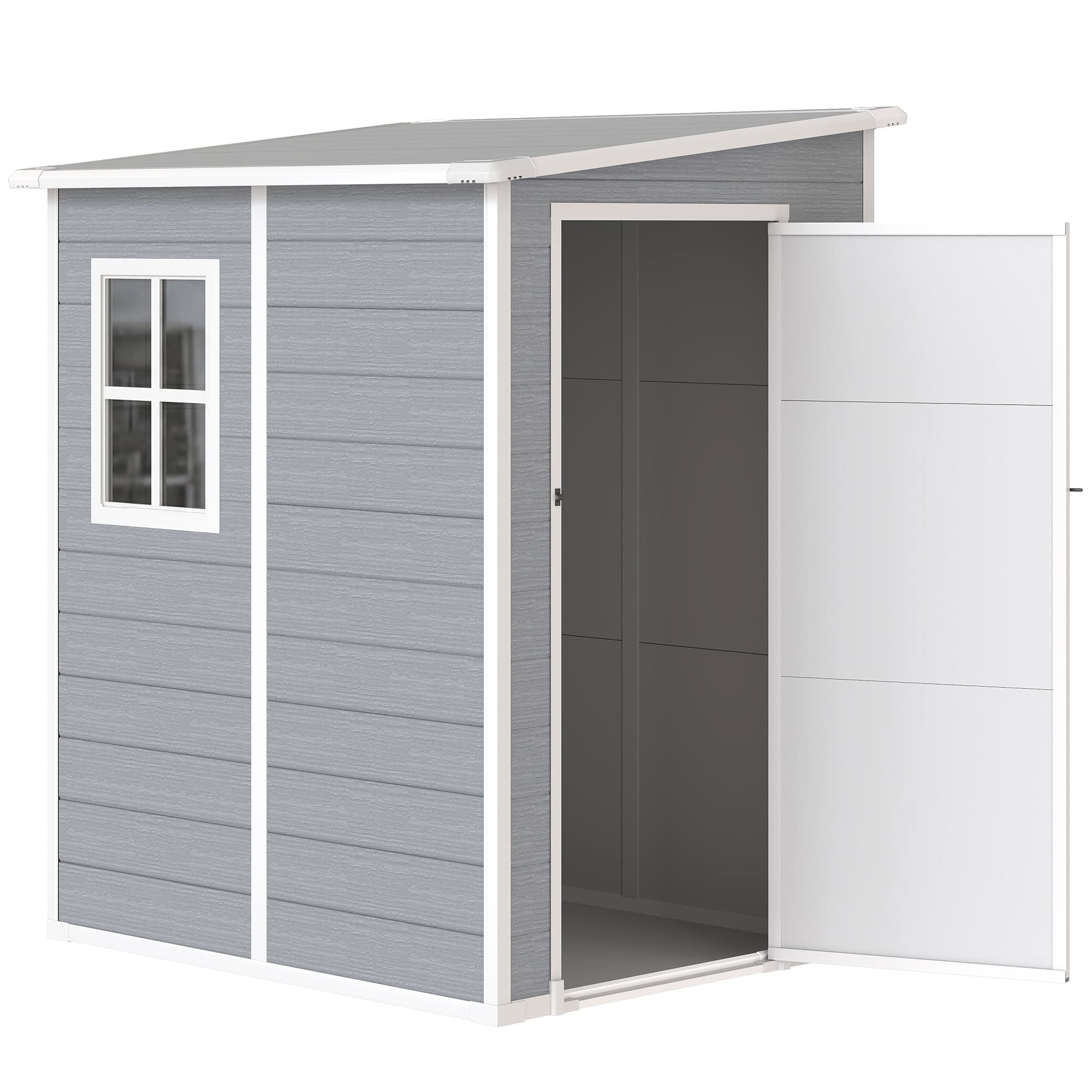 Outsunny Abri de jardin 1,54 m2 pour outils porte verrouillable, aération et fenêtre dim. 122L x 149l x 192/177H cm, gris