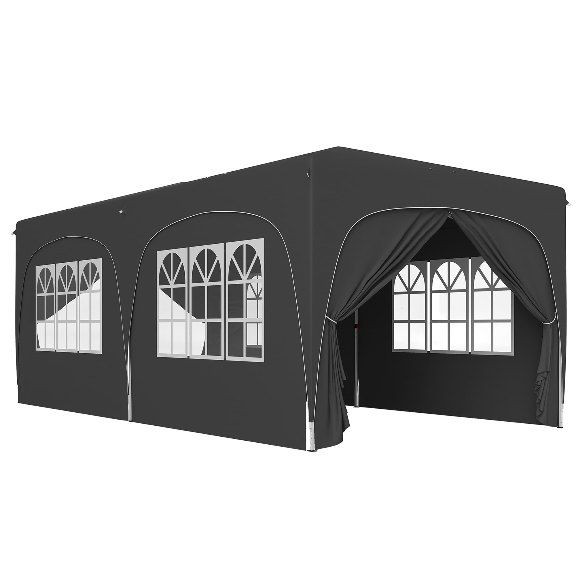 Outsunny Tonnelle pliante 3 x 6m Pop Up, UPF50+ Hauteur ajustable, avec sac de transport et sacs de sable, gris foncé