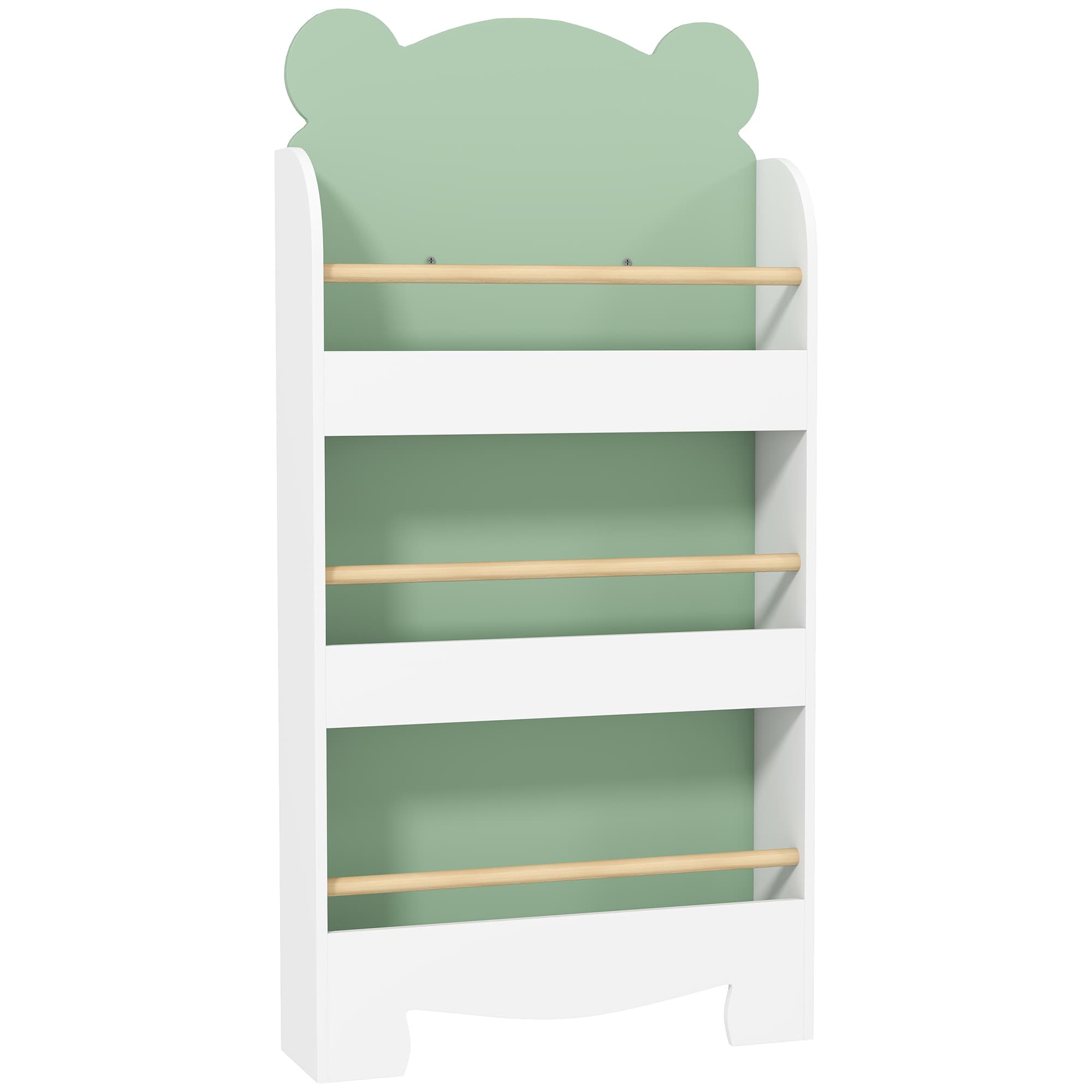 AIYAPLAY Bibliothèque pour enfant, rangement livre enfant 3 niveaux pour salle de jeux, chambre d'enfant, vert