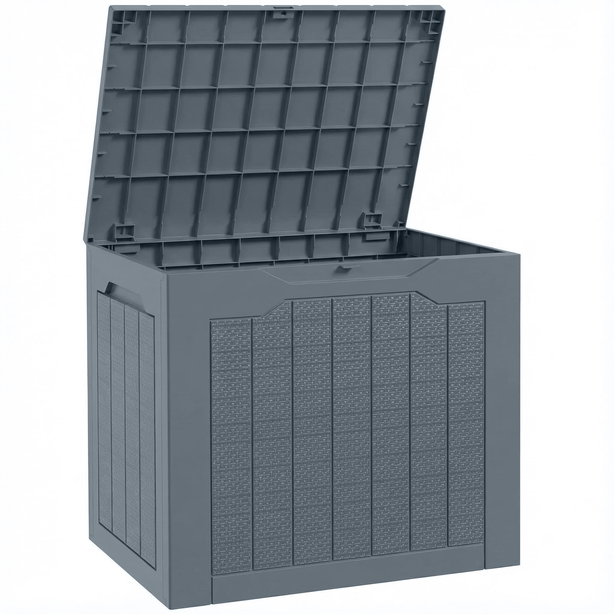 Outsunny Coffre de Rangement Extérieur 93L avec Poignées Encastrées, Malle de Rangement Extérieur Étanche, 56x41x50cm, Gris Clair